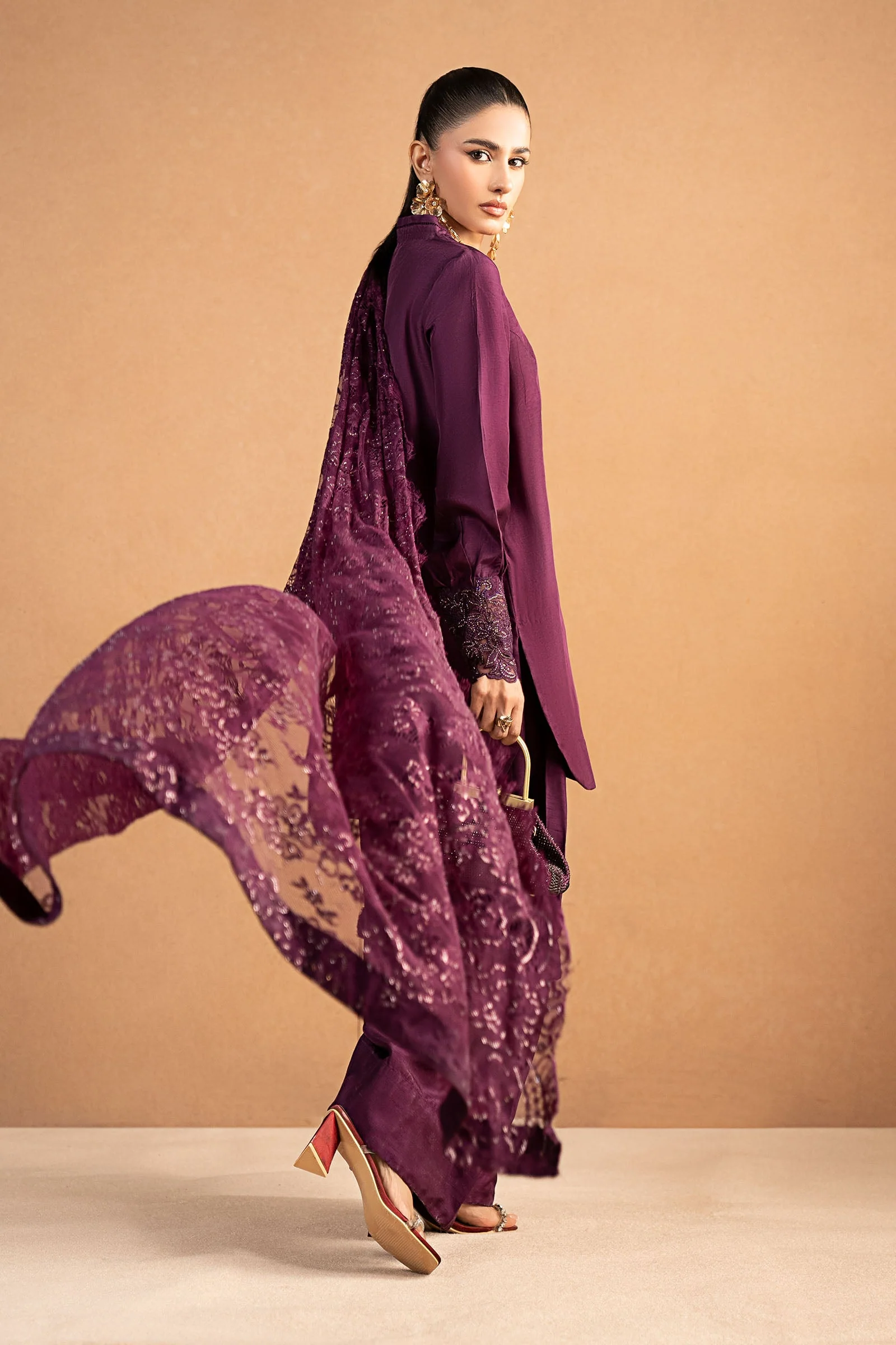3 Piece Embroidered Tissue Silk Suit - Image 7