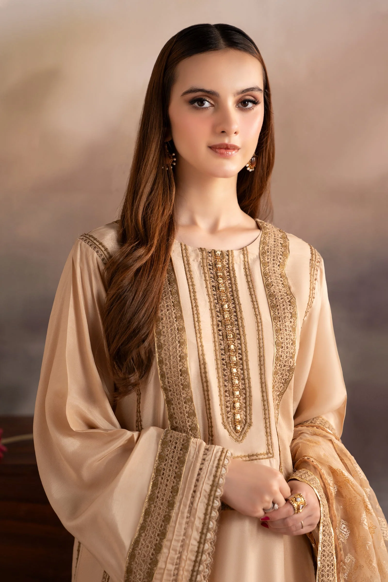 3 Piece Embroidered Tissue Silk Suit - Image 4