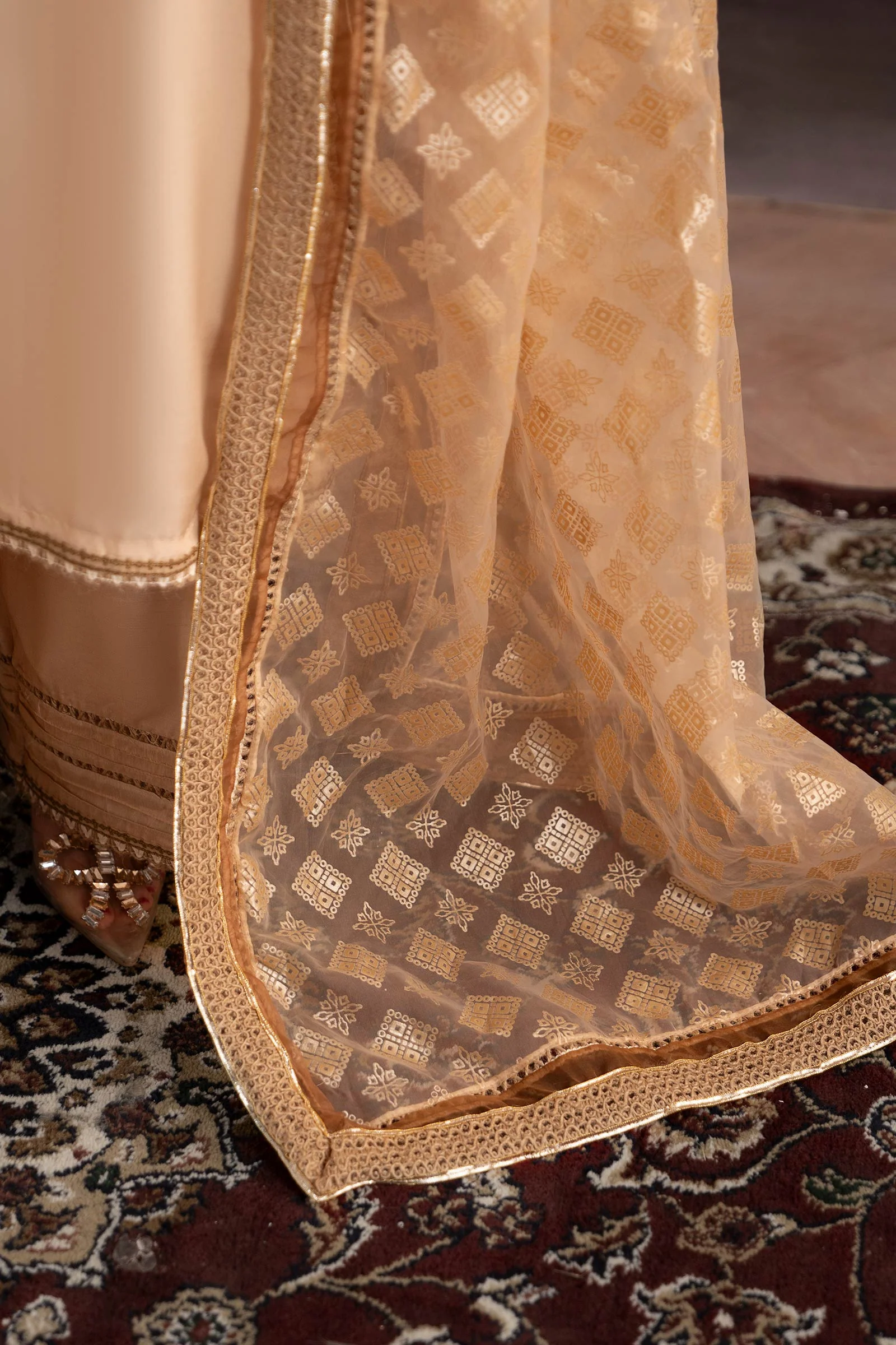 3 Piece Embroidered Tissue Silk Suit - Image 6