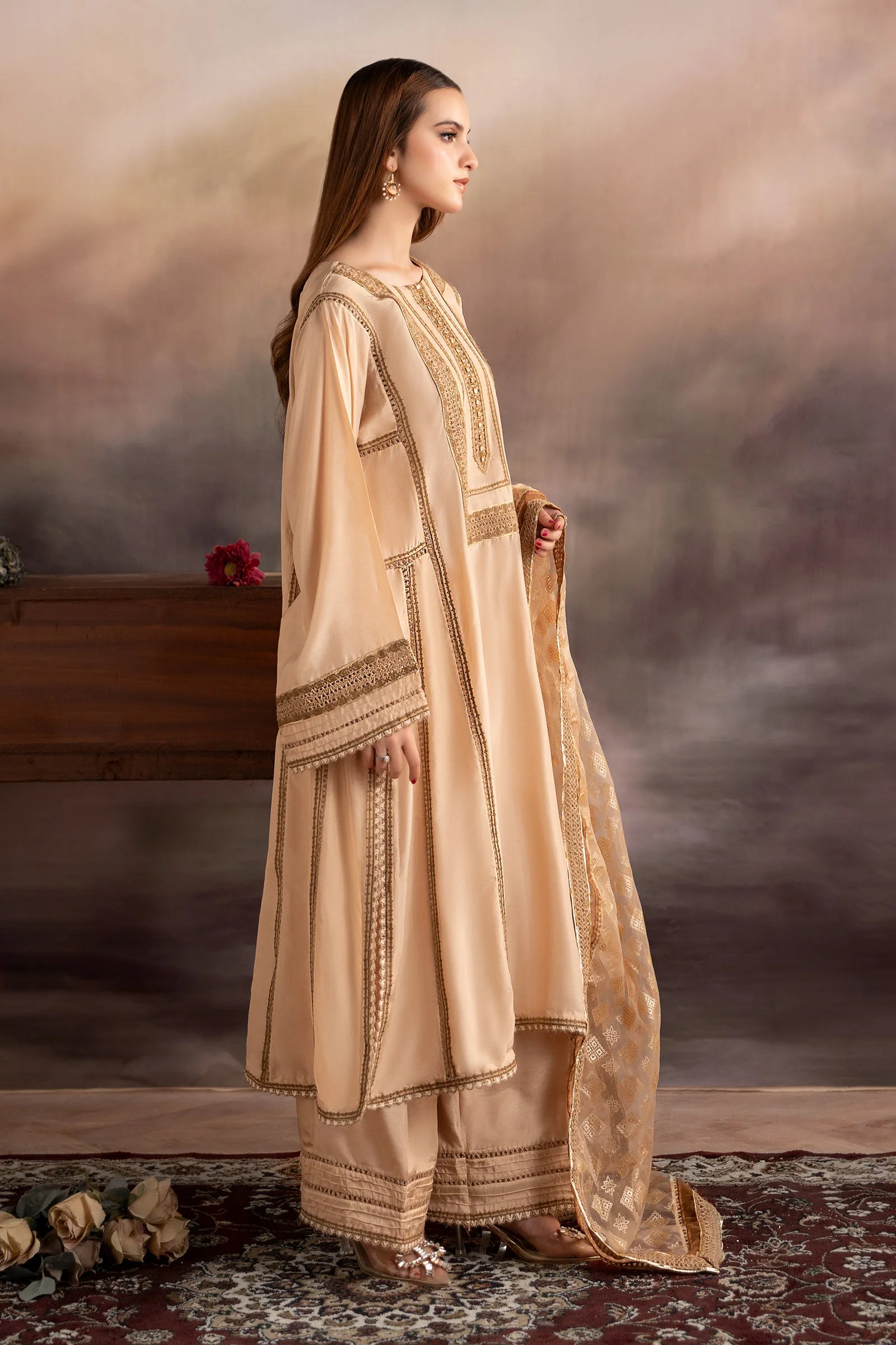 3 Piece Embroidered Tissue Silk Suit - Image 7