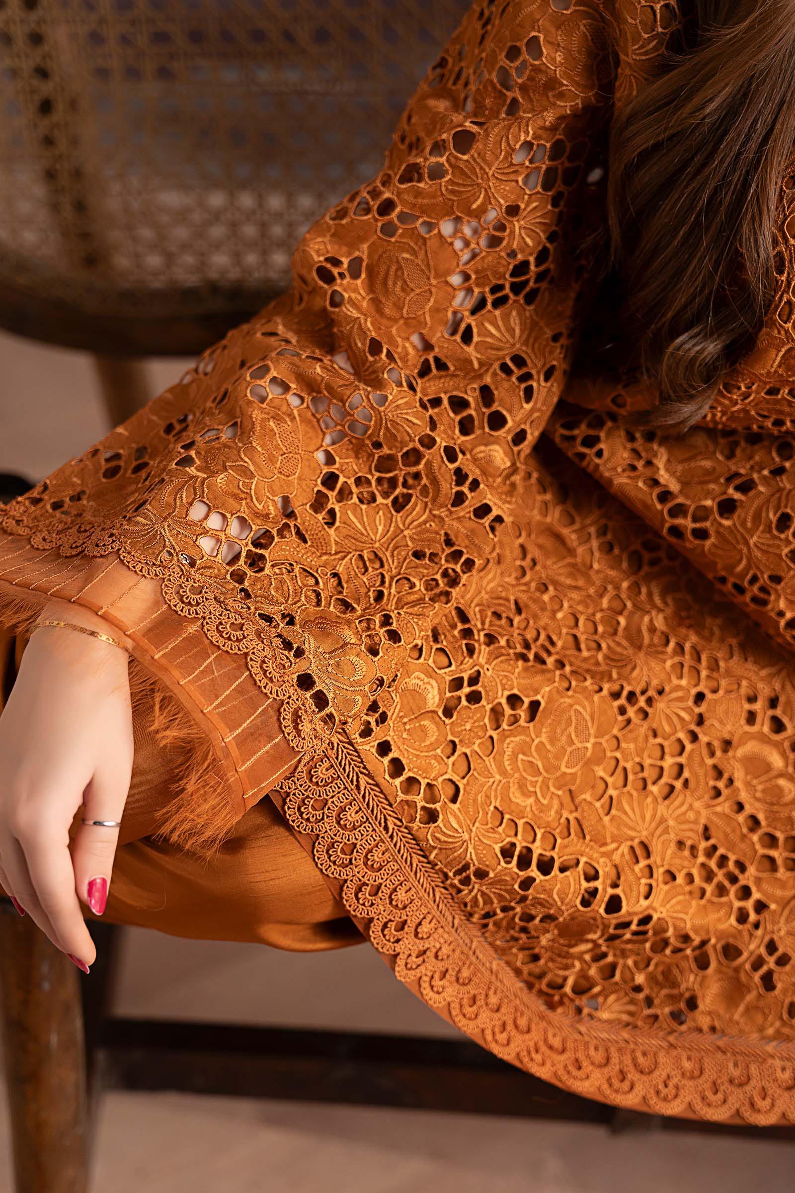 3 Piece Embroidered Bamber Raw Silk Suit - Image 4