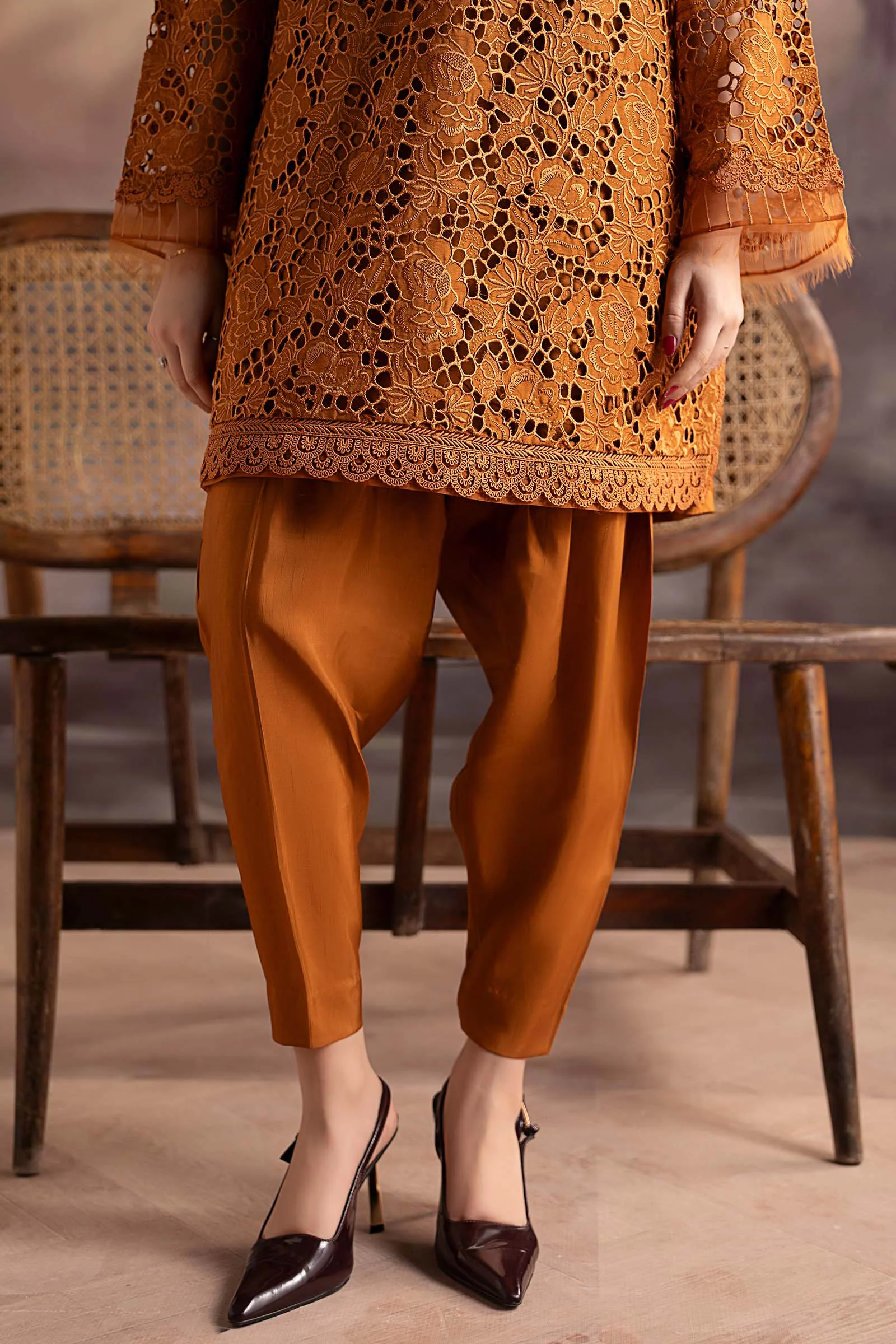 3 Piece Embroidered Bamber Raw Silk Suit - Image 6