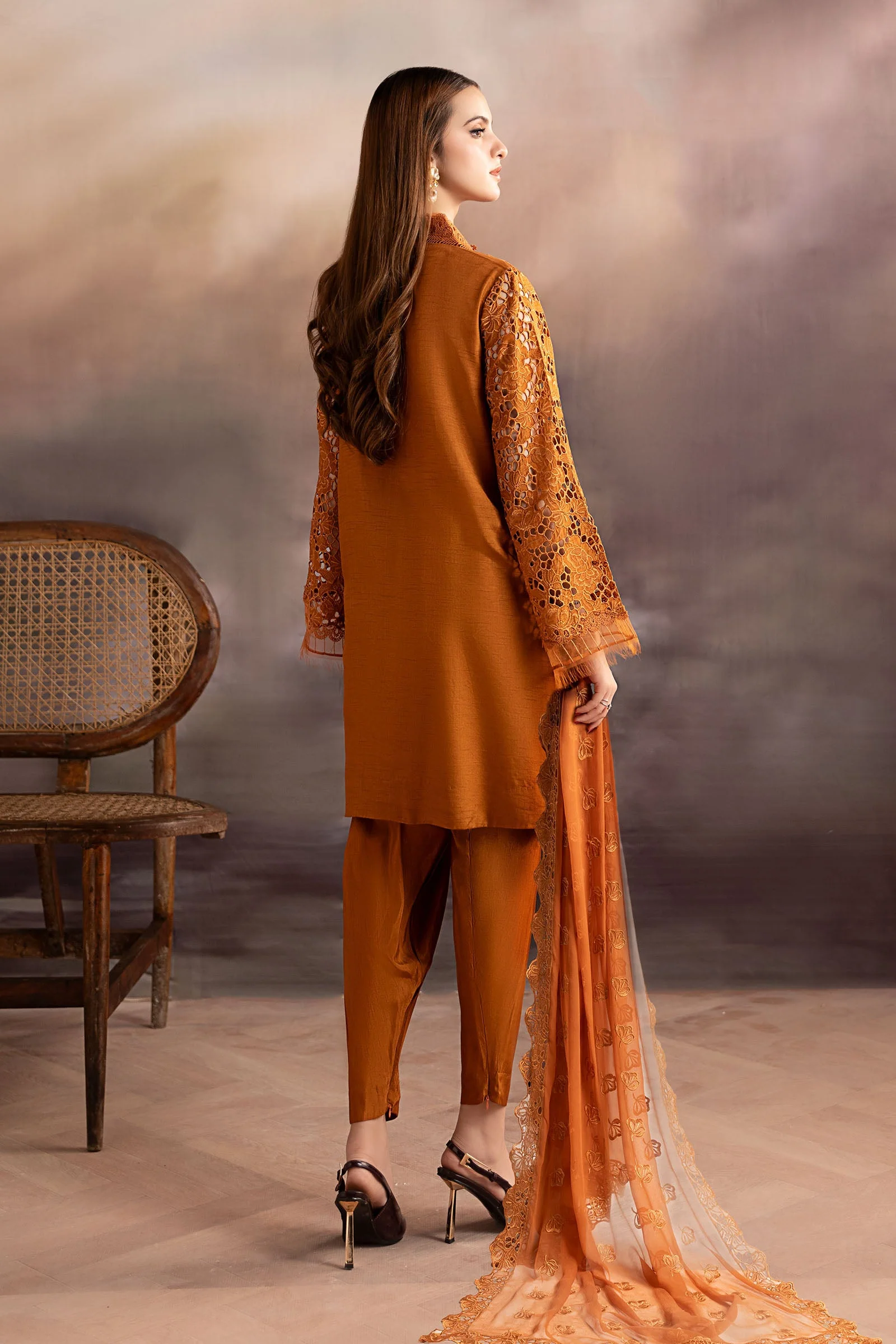 3 Piece Embroidered Bamber Raw Silk Suit - Image 8