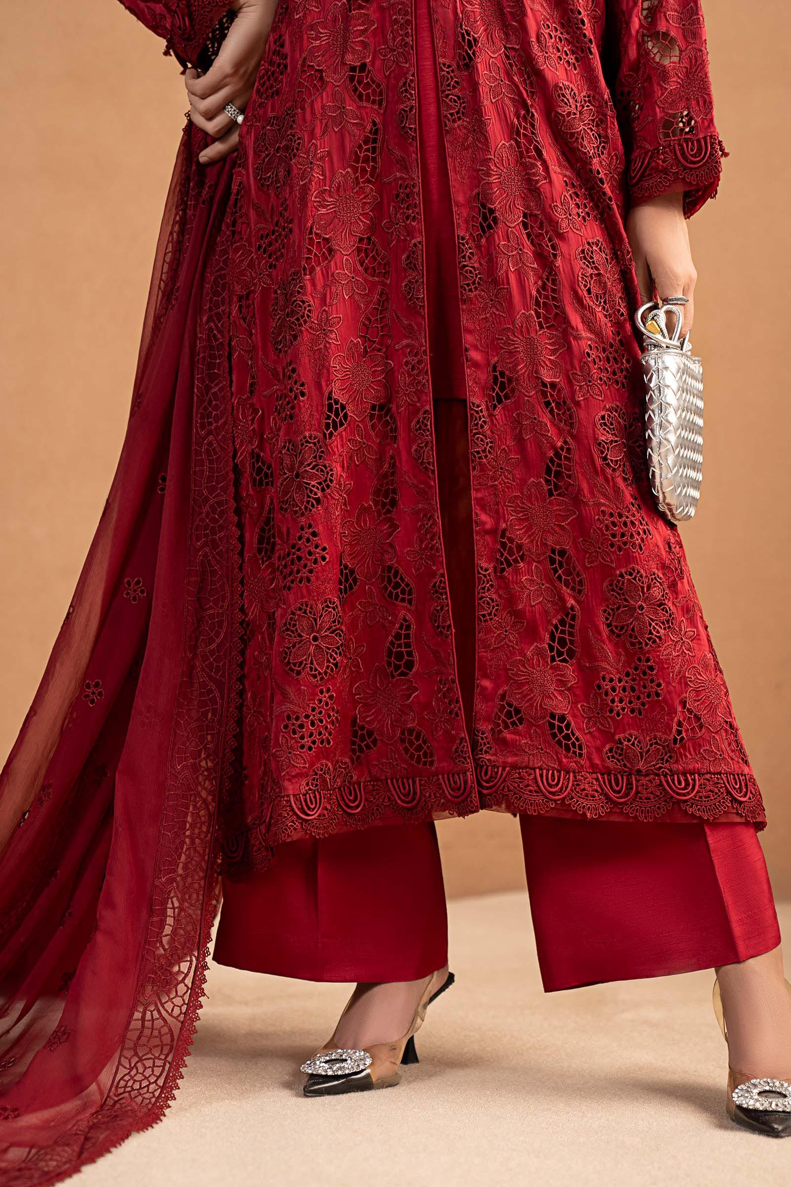 3 Piece Embroidered Shamoze Silk Suit - Image 5