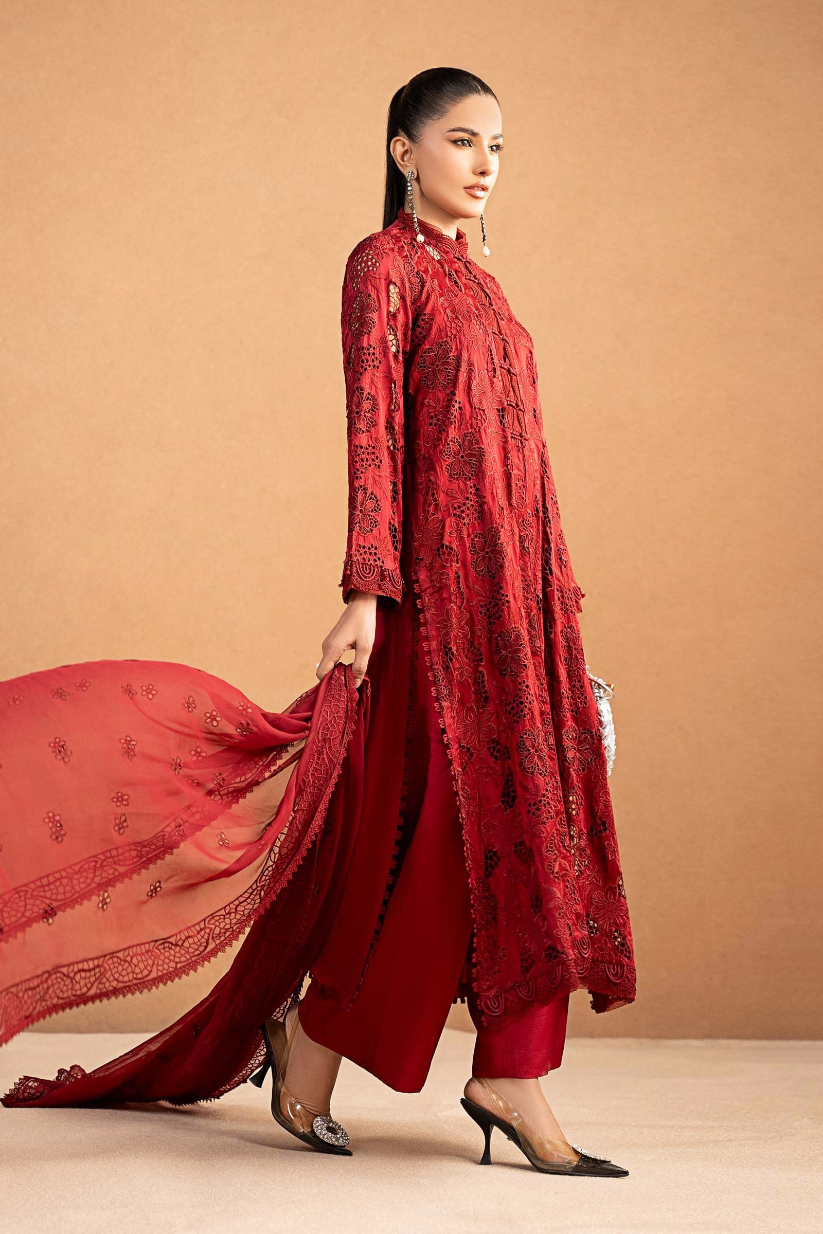 3 Piece Embroidered Shamoze Silk Suit - Image 6