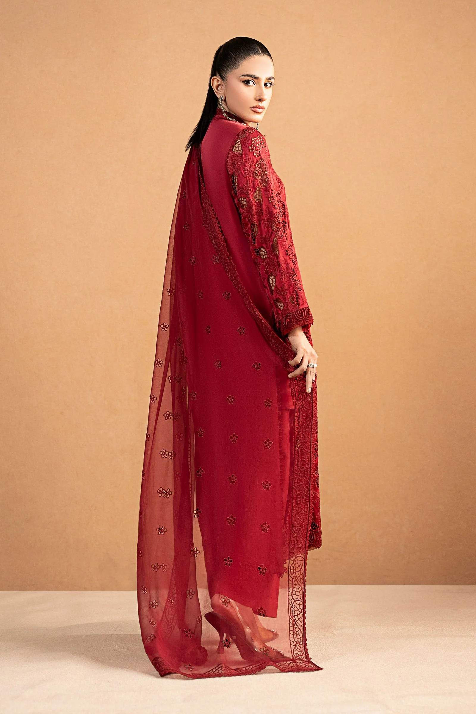 3 Piece Embroidered Shamoze Silk Suit - Image 7