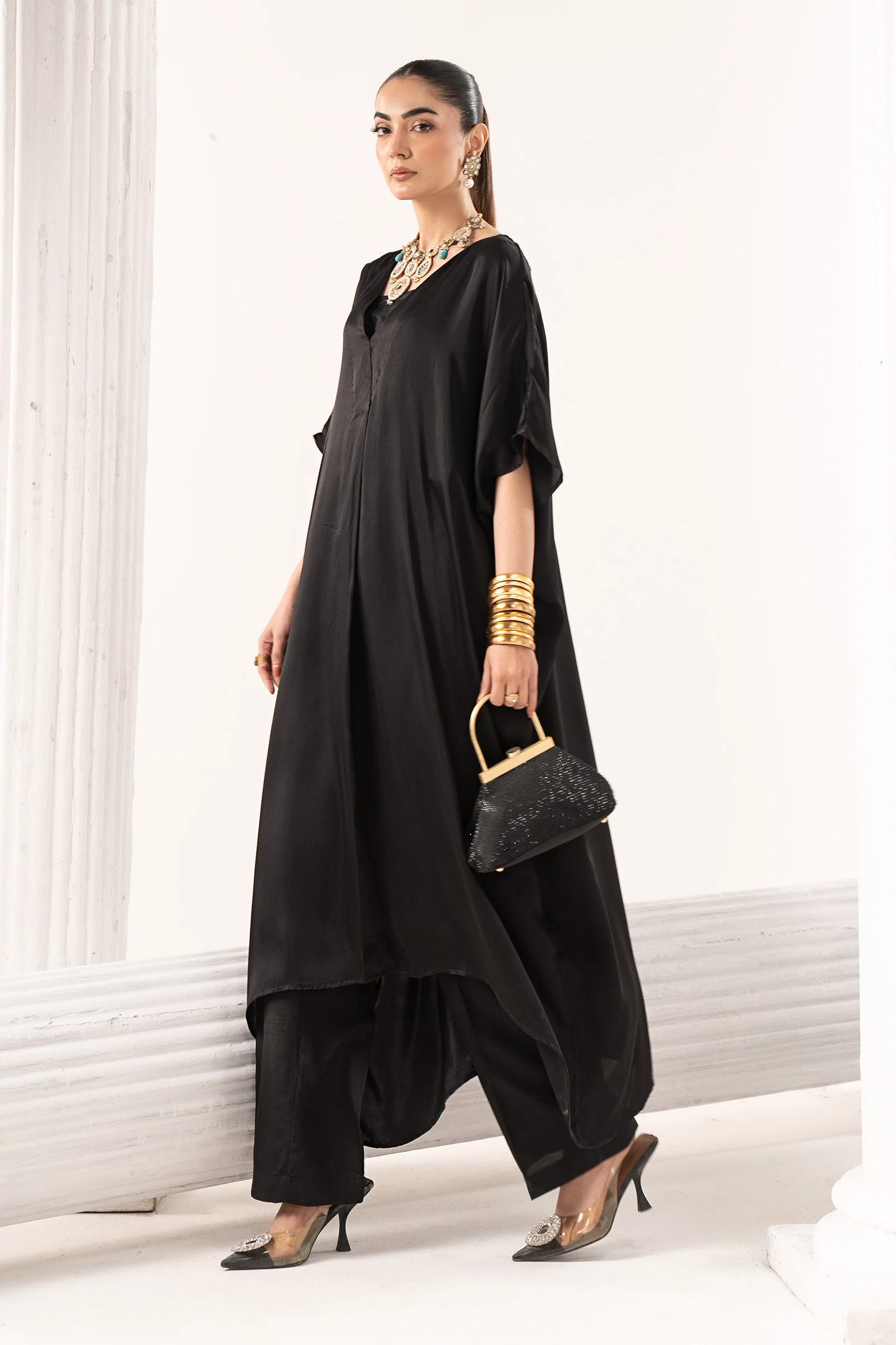 3 Piece Embroidered Satin Silk Suit - Image 3