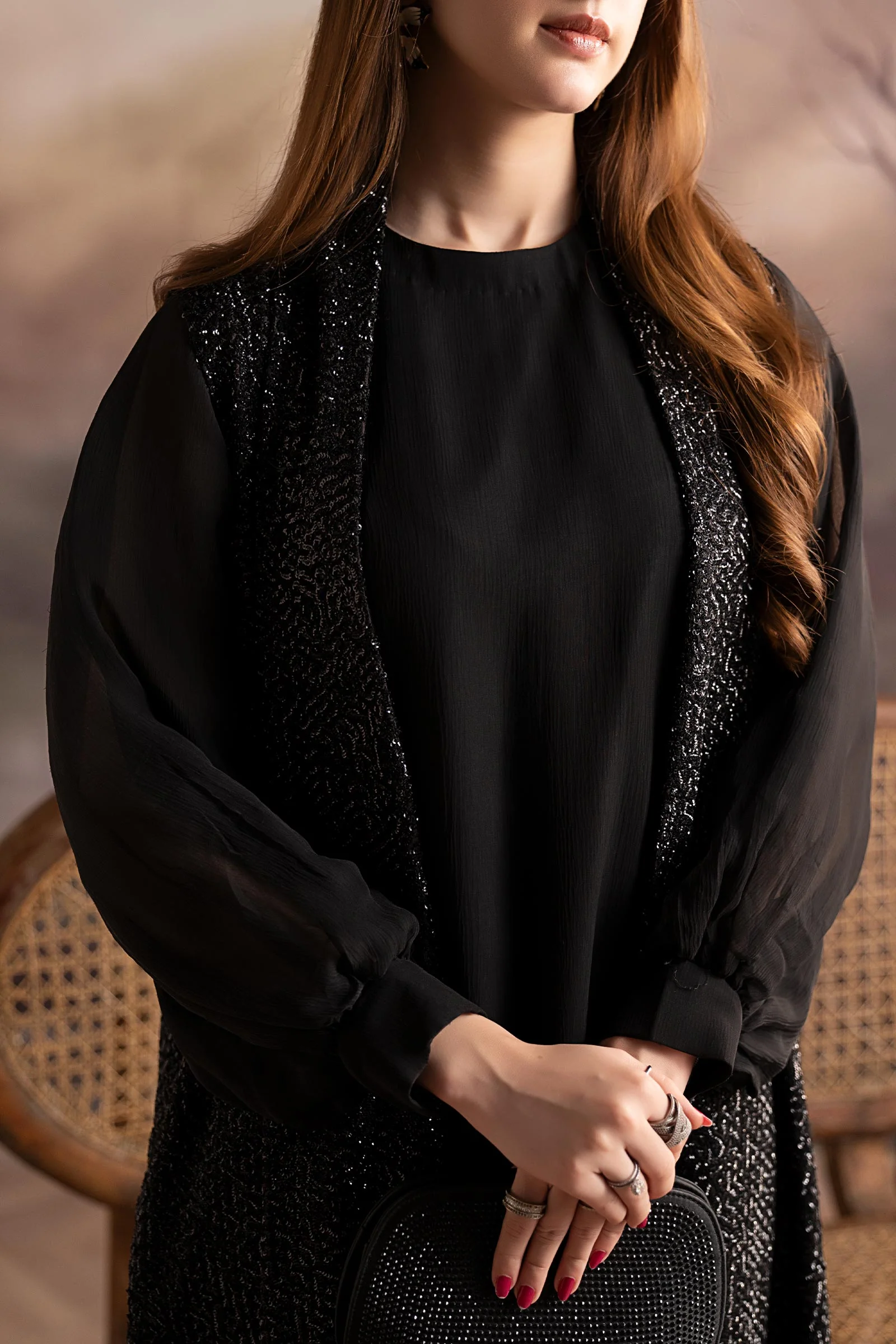 3 Piece Embroidered Raw Silk Suit - Image 4