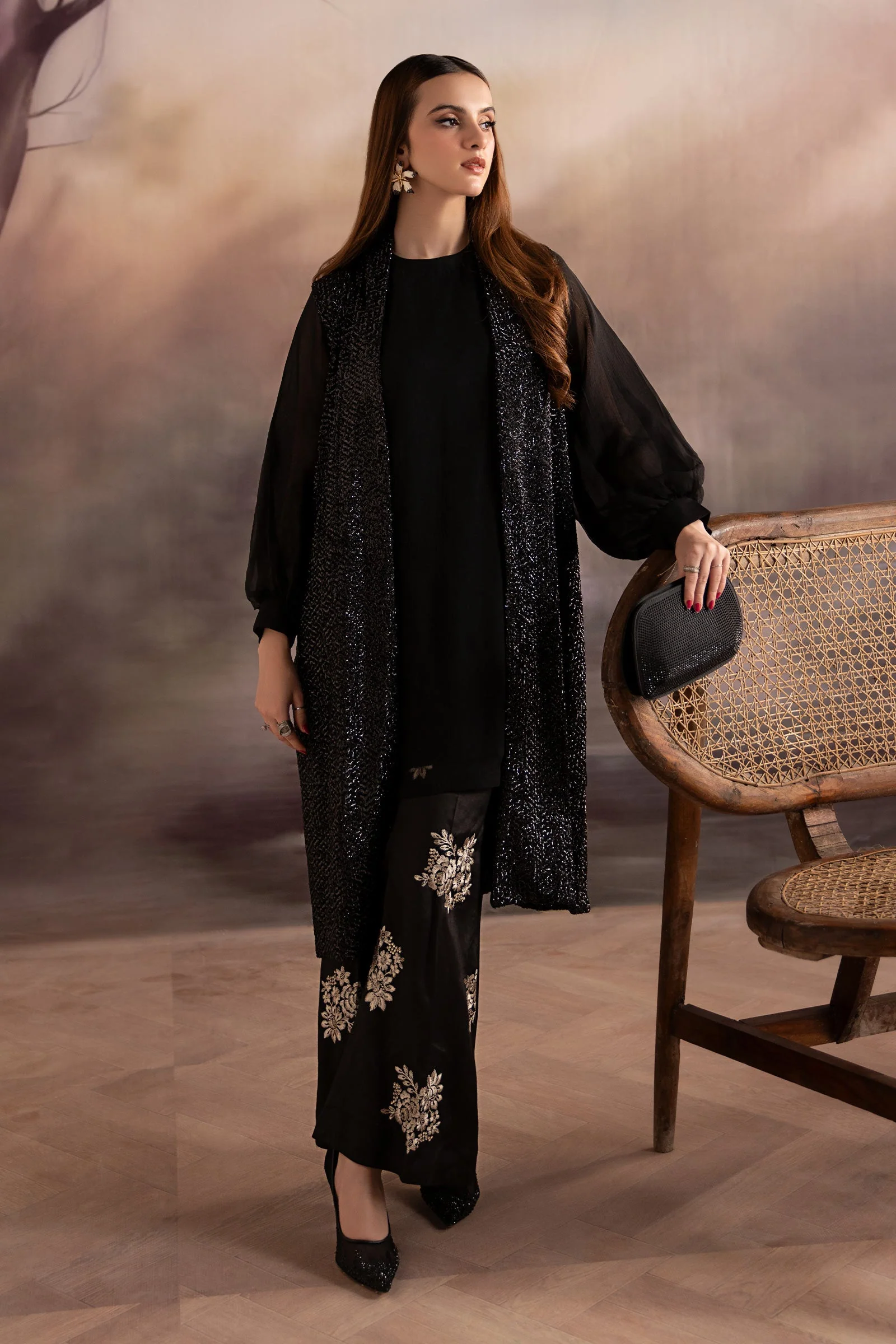 3 Piece Embroidered Raw Silk Suit - Image 6