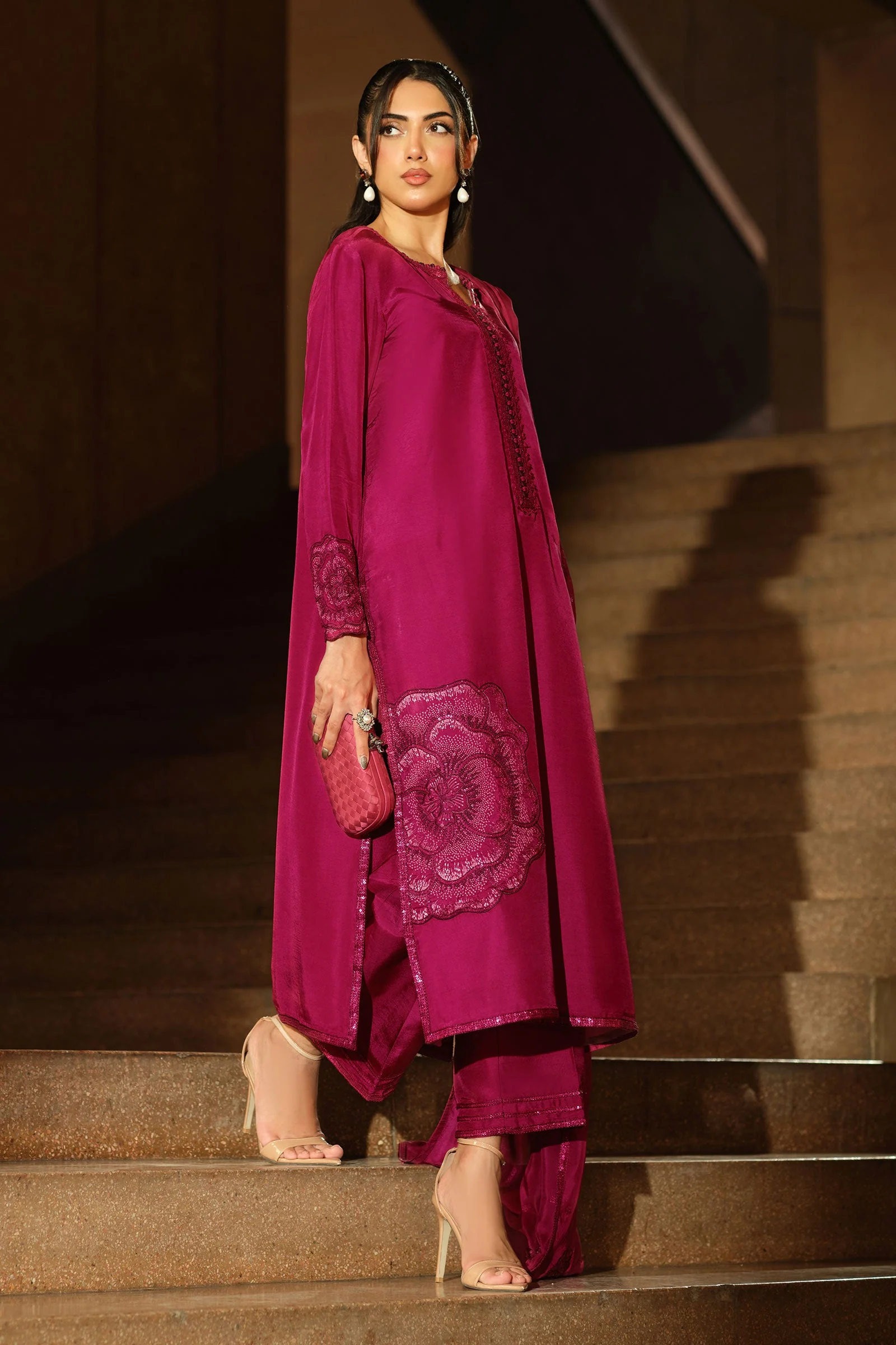 3 Piece Embroidered Tissue Silk Suit - Image 6