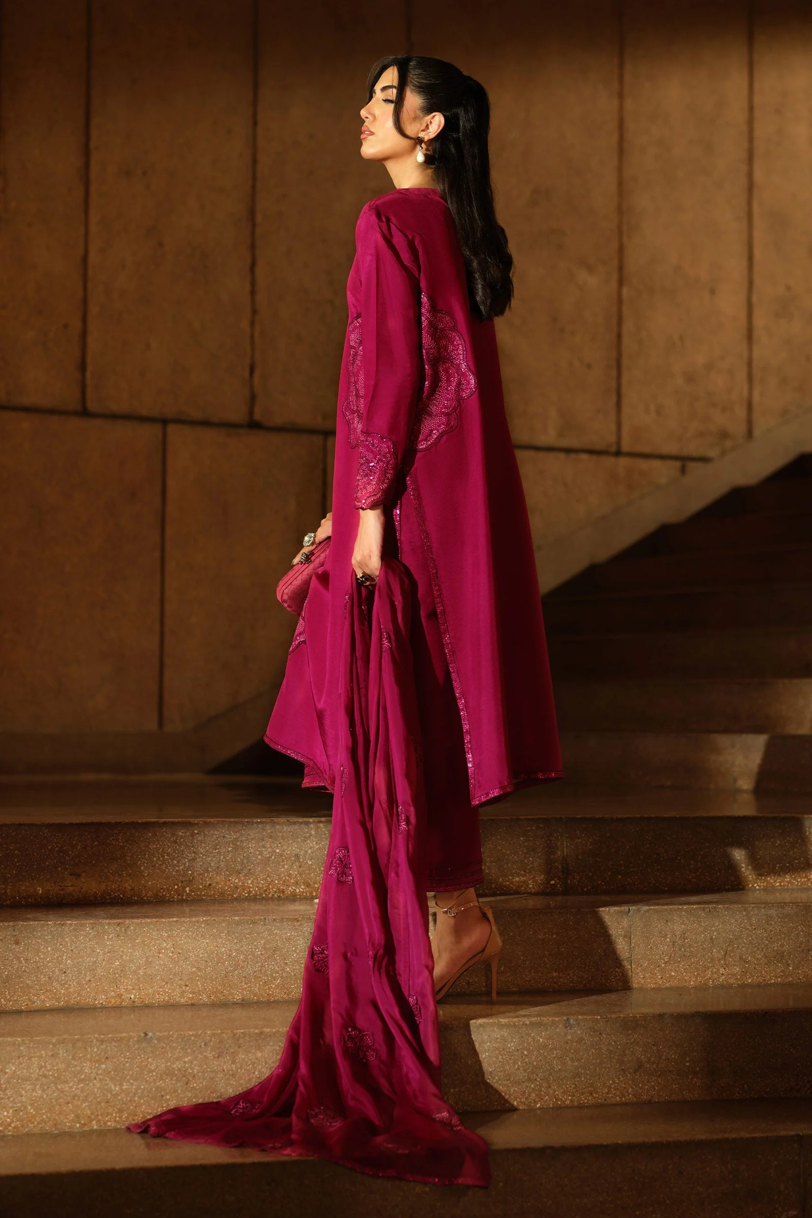 3 Piece Embroidered Tissue Silk Suit - Image 8