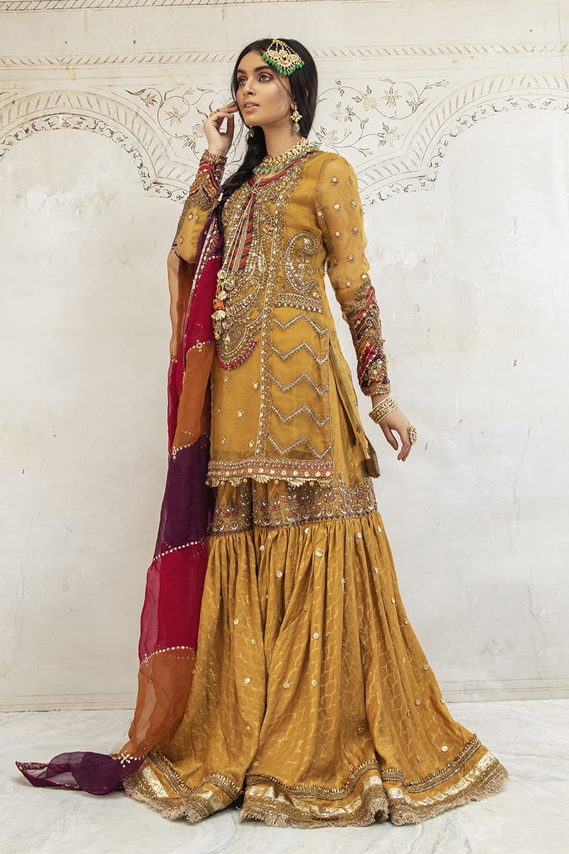 Maria B. Couture Mustard Yellow MC-021 - Image 2
