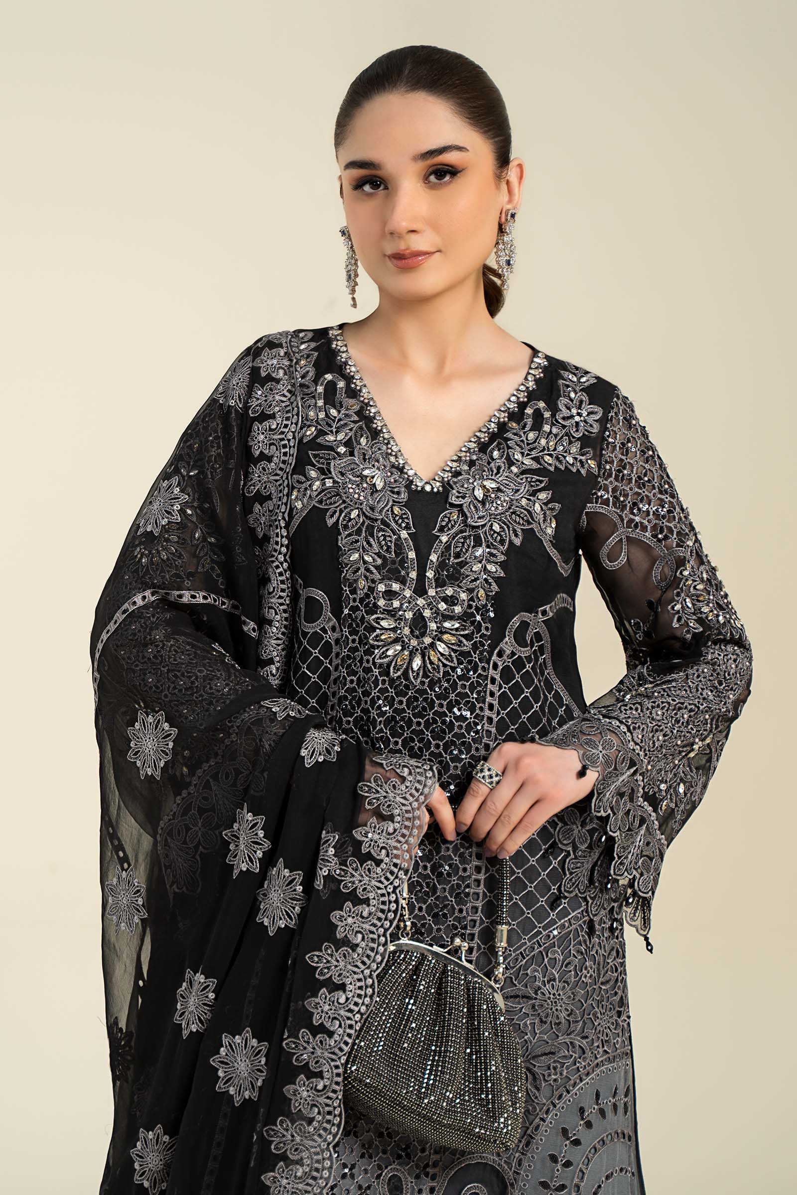 3 Piece Embroidered Chiffon Suit | MCS-24-101 - Image 2