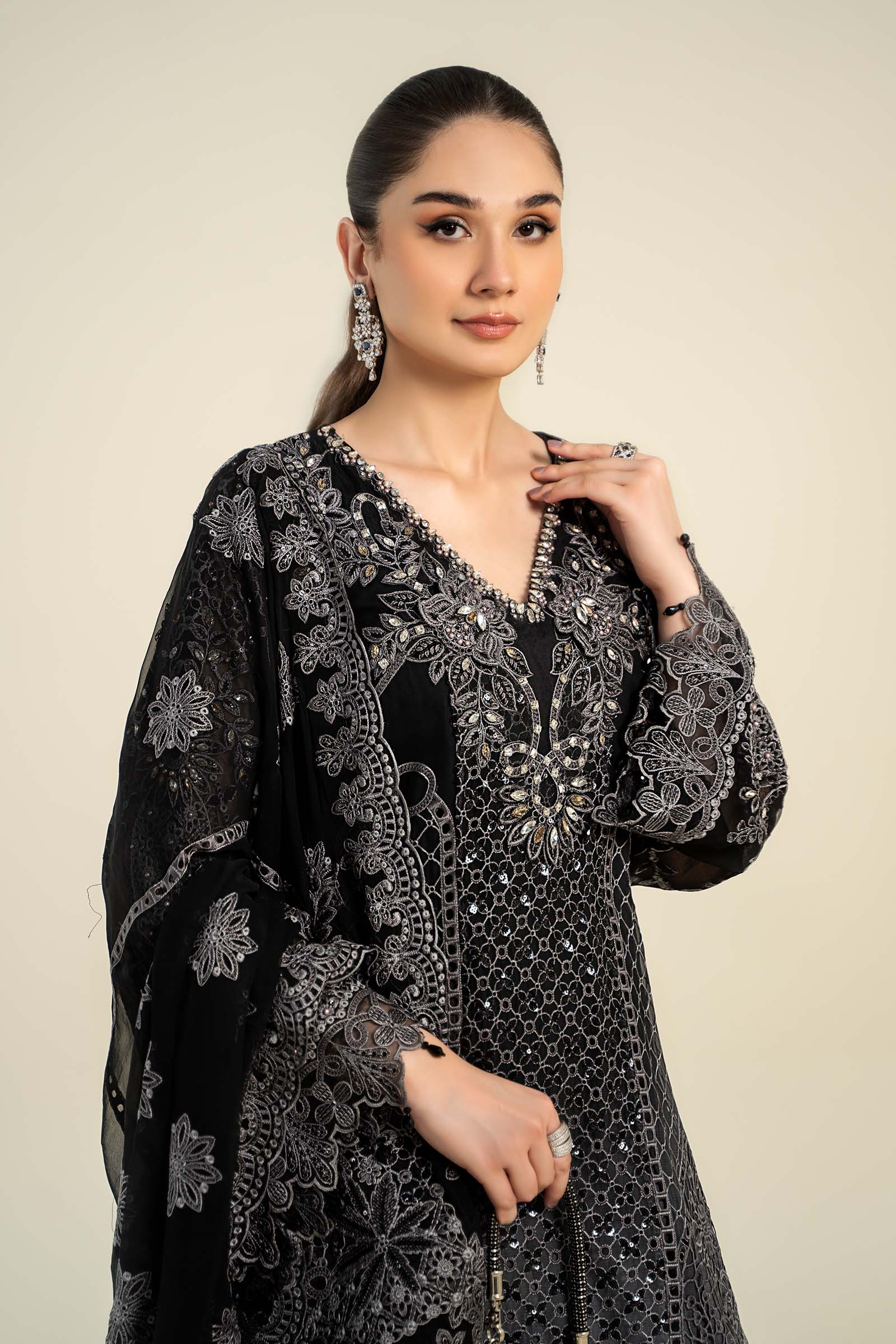 3 Piece Embroidered Chiffon Suit | MCS-24-101 - Image 3
