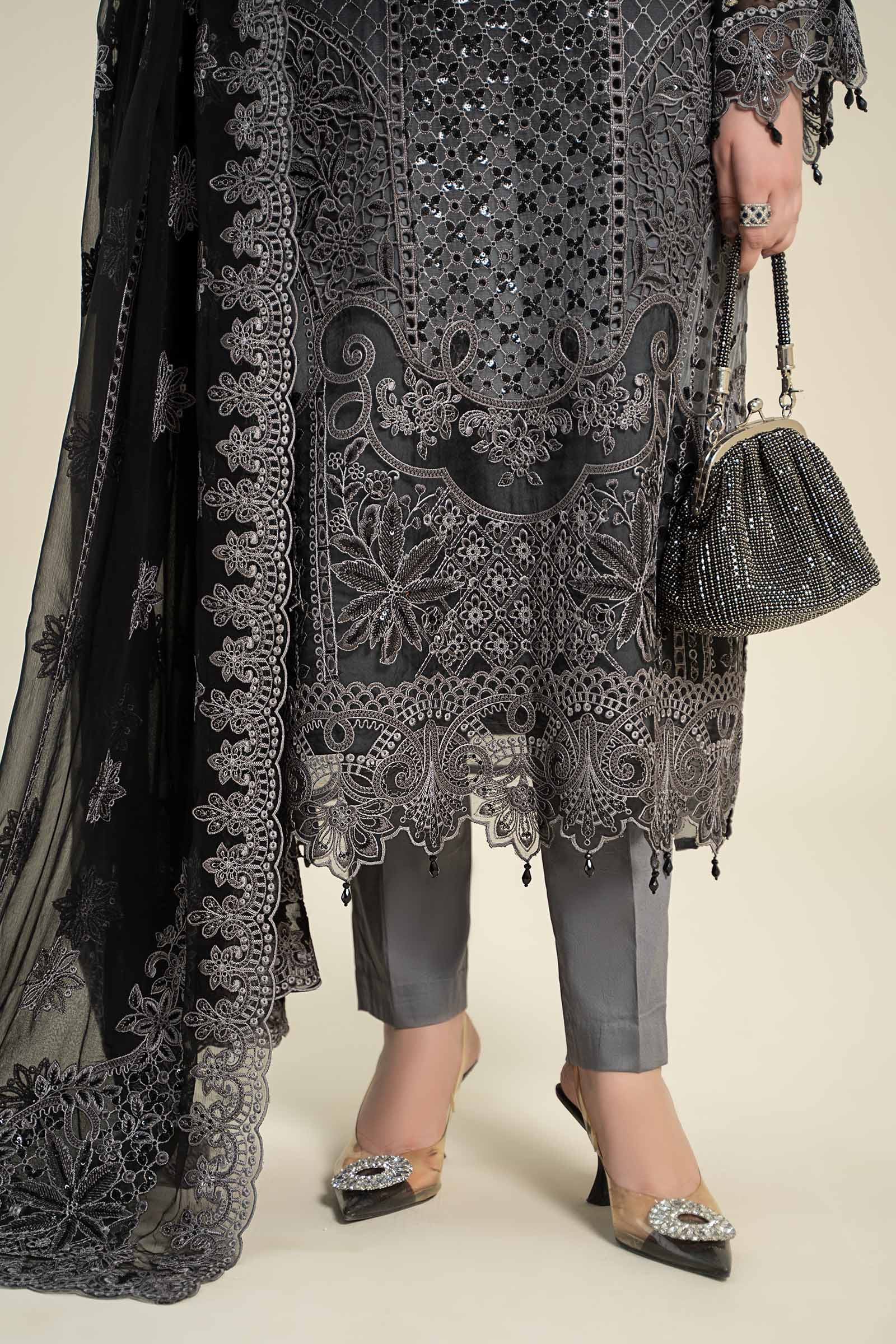 3 Piece Embroidered Chiffon Suit | MCS-24-101 - Image 4