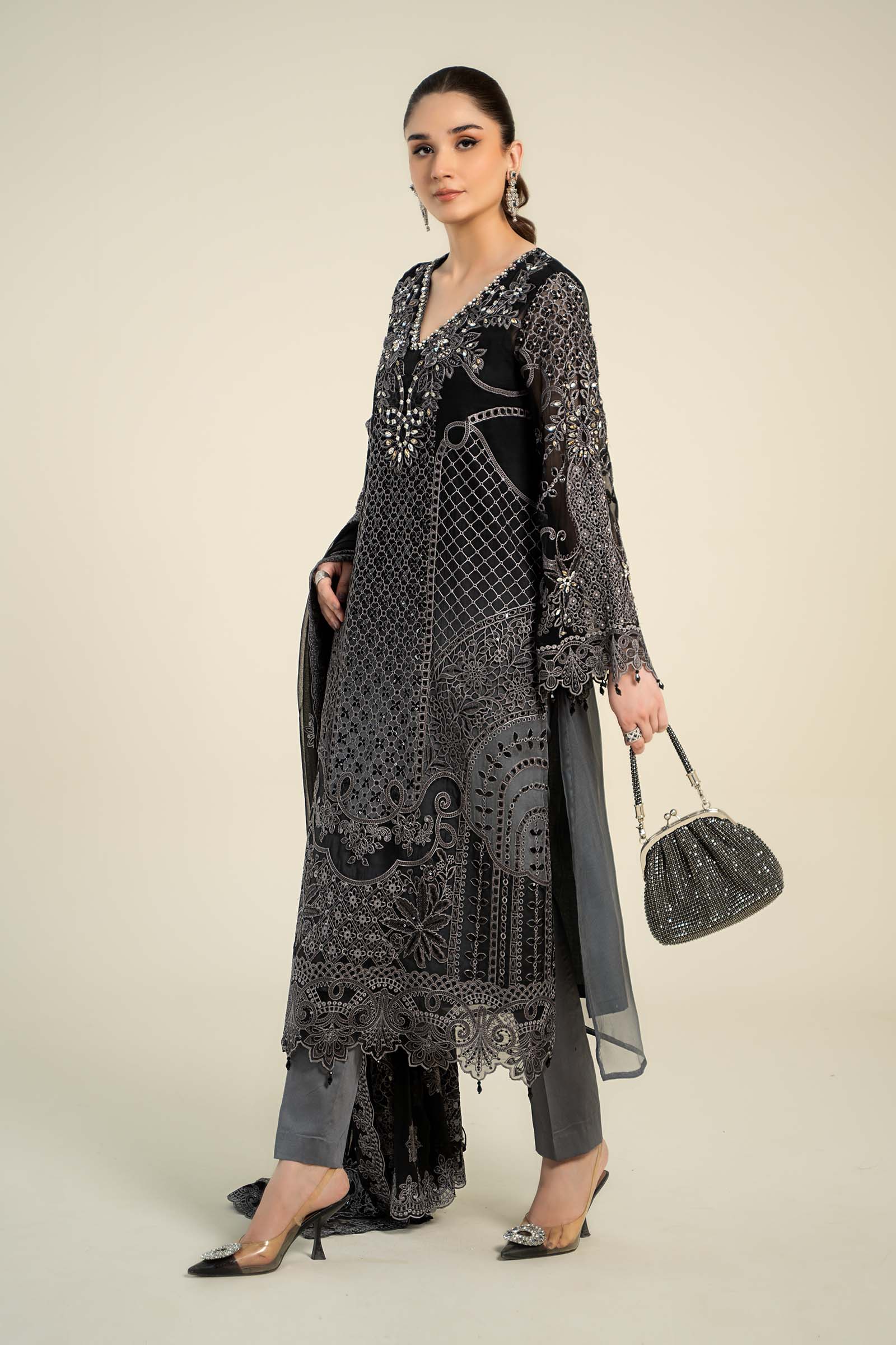 3 Piece Embroidered Chiffon Suit | MCS-24-101 - Image 5