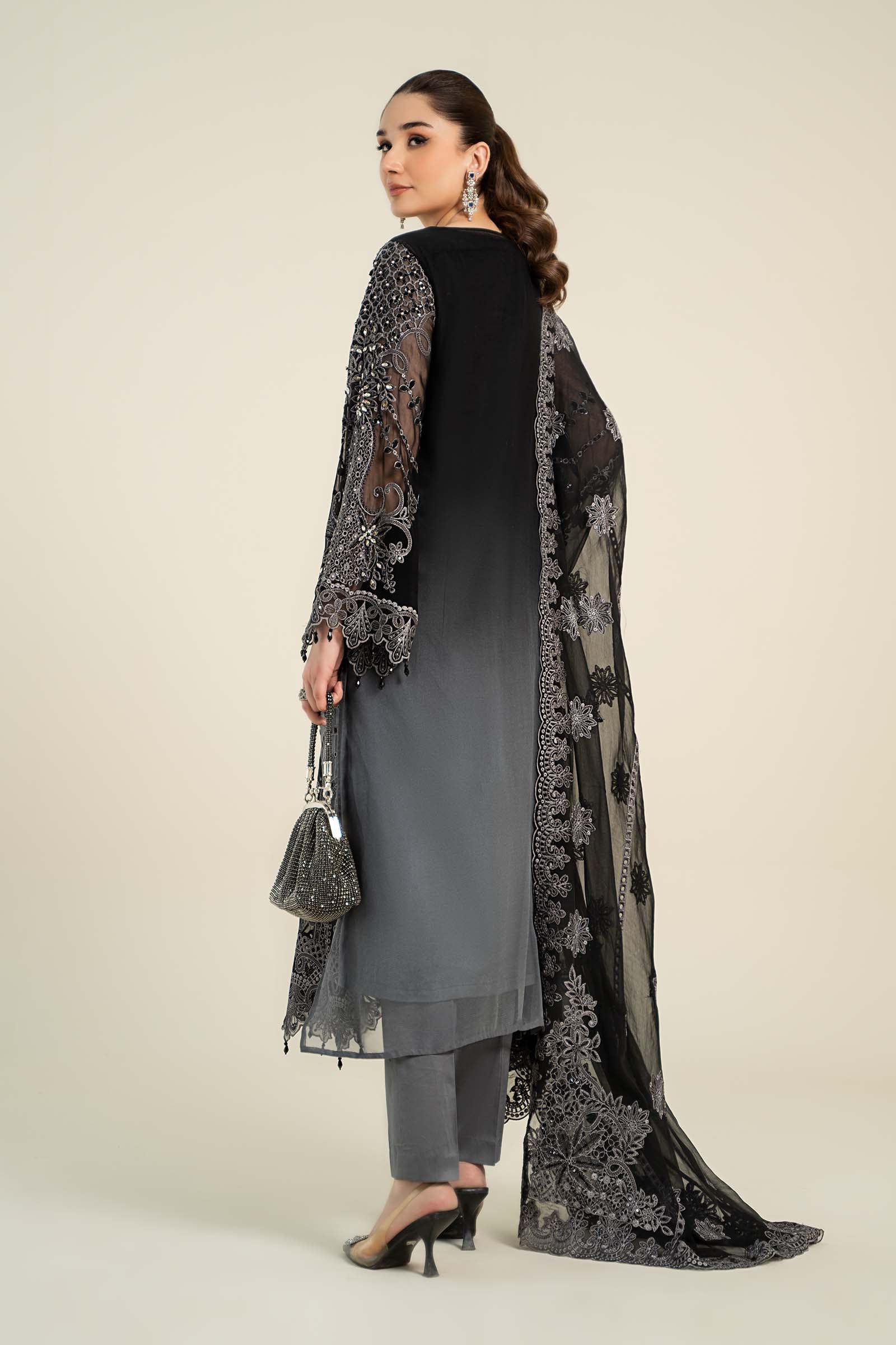 3 Piece Embroidered Chiffon Suit | MCS-24-101 - Image 6