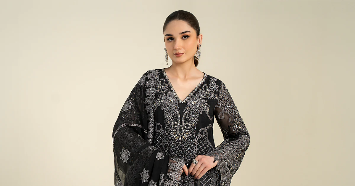 3 Piece Embroidered Chiffon Suit | MCS-24-101 - Image 7