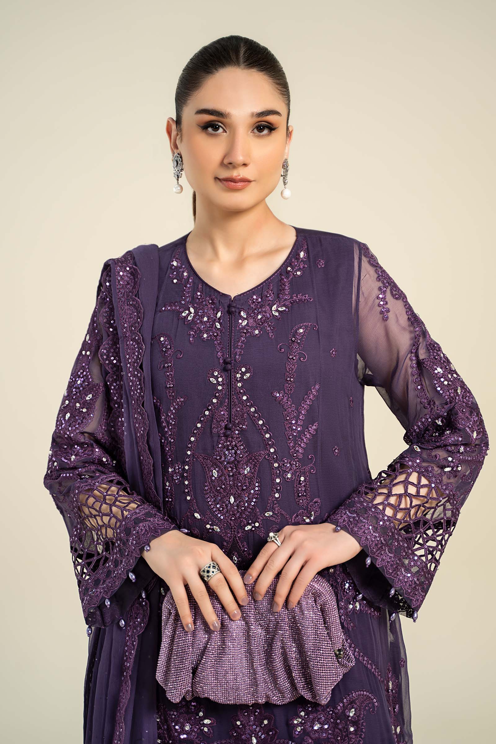 3 Piece Embroidered Chiffon Suit | MCS-24-102 - Image 2