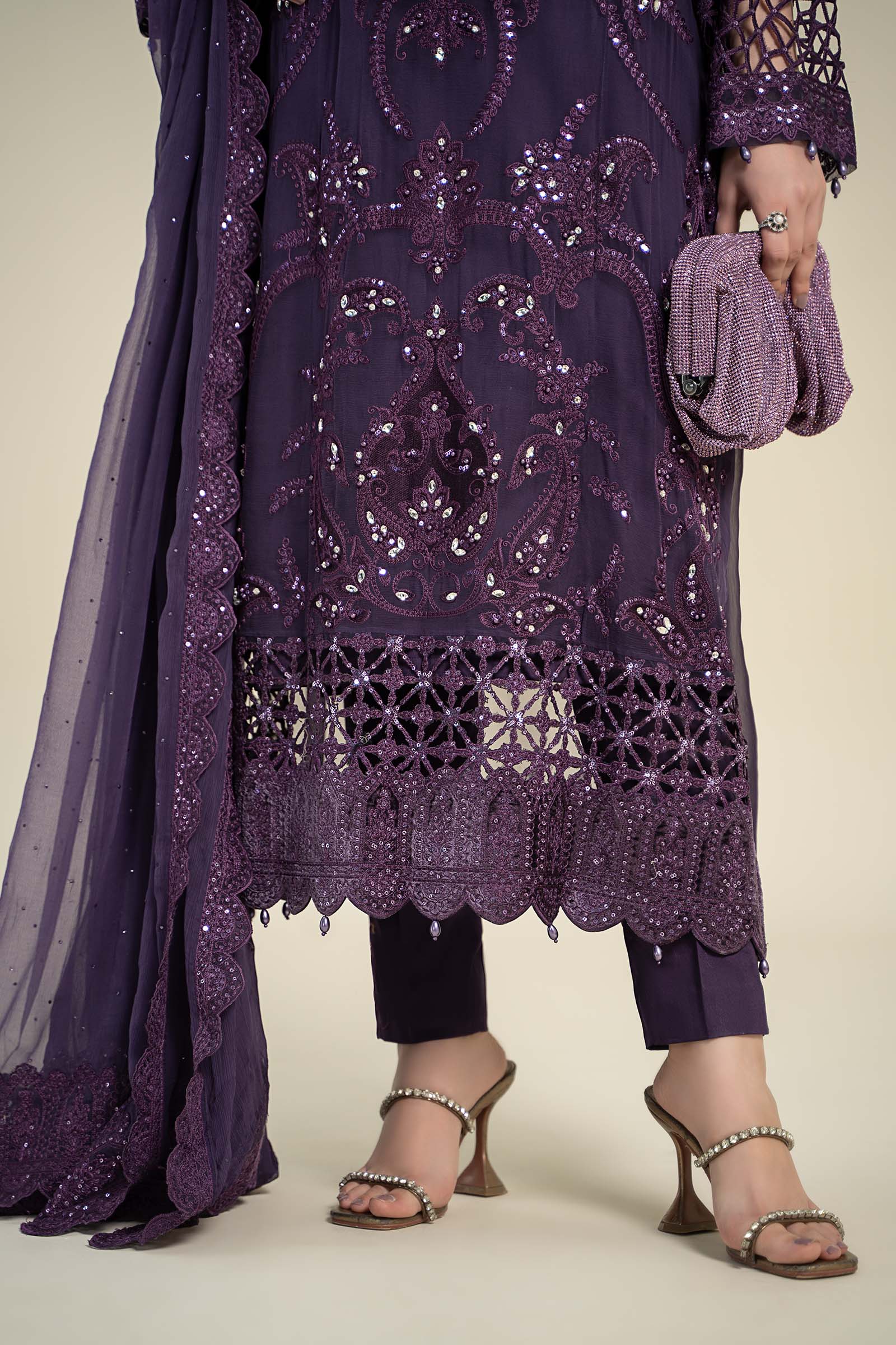 3 Piece Embroidered Chiffon Suit | MCS-24-102 - Image 3