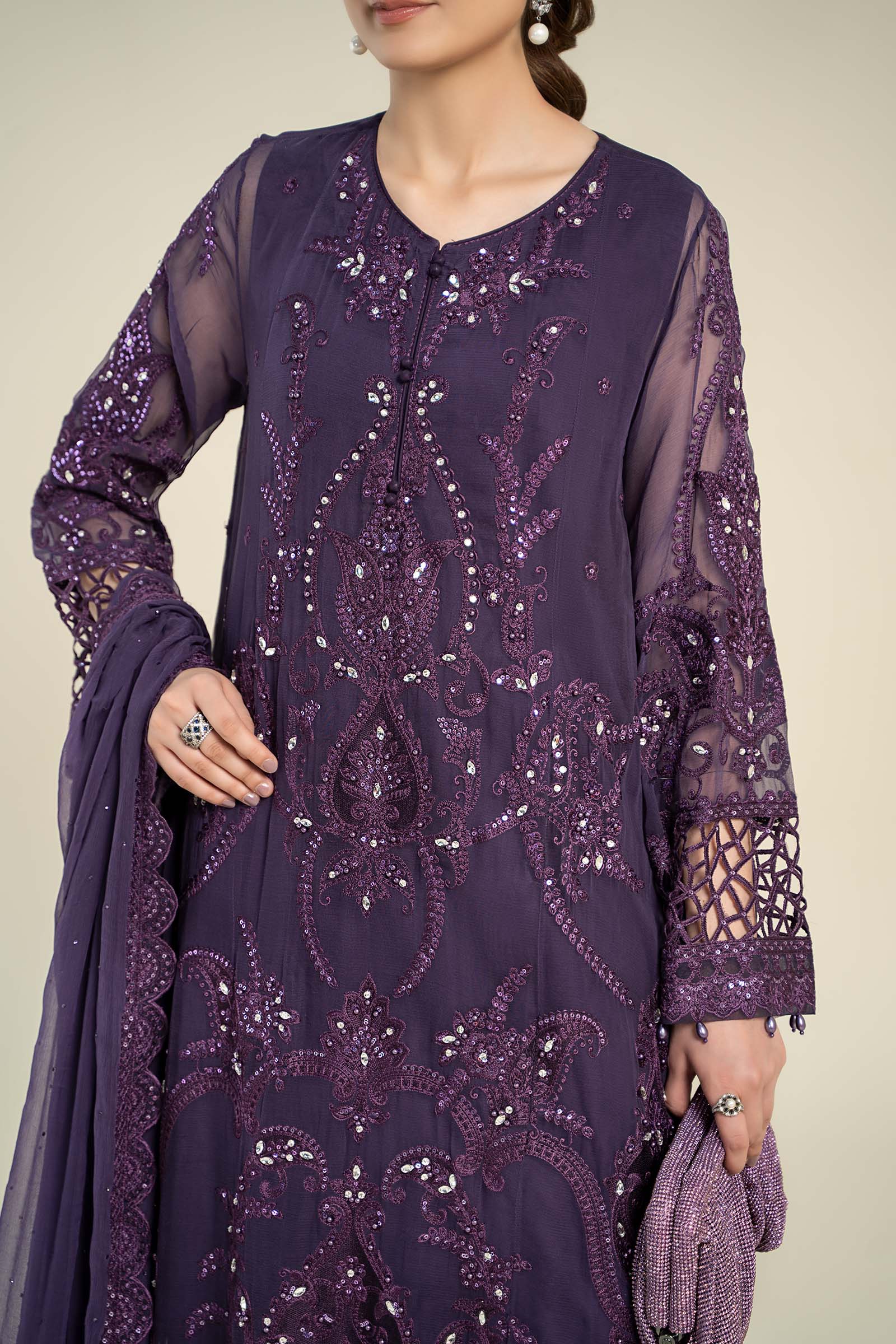 3 Piece Embroidered Chiffon Suit | MCS-24-102 - Image 4