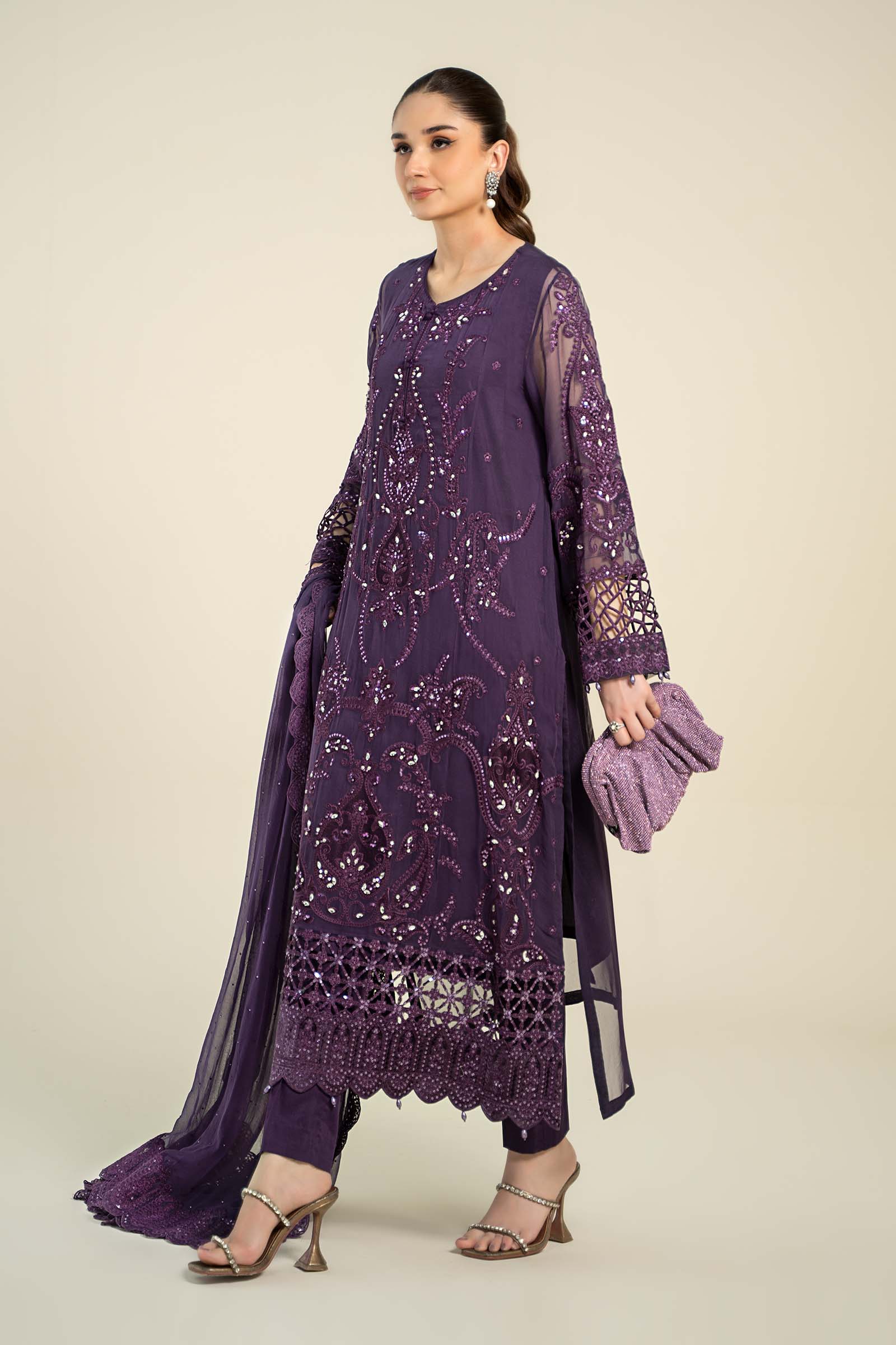 3 Piece Embroidered Chiffon Suit | MCS-24-102 - Image 5