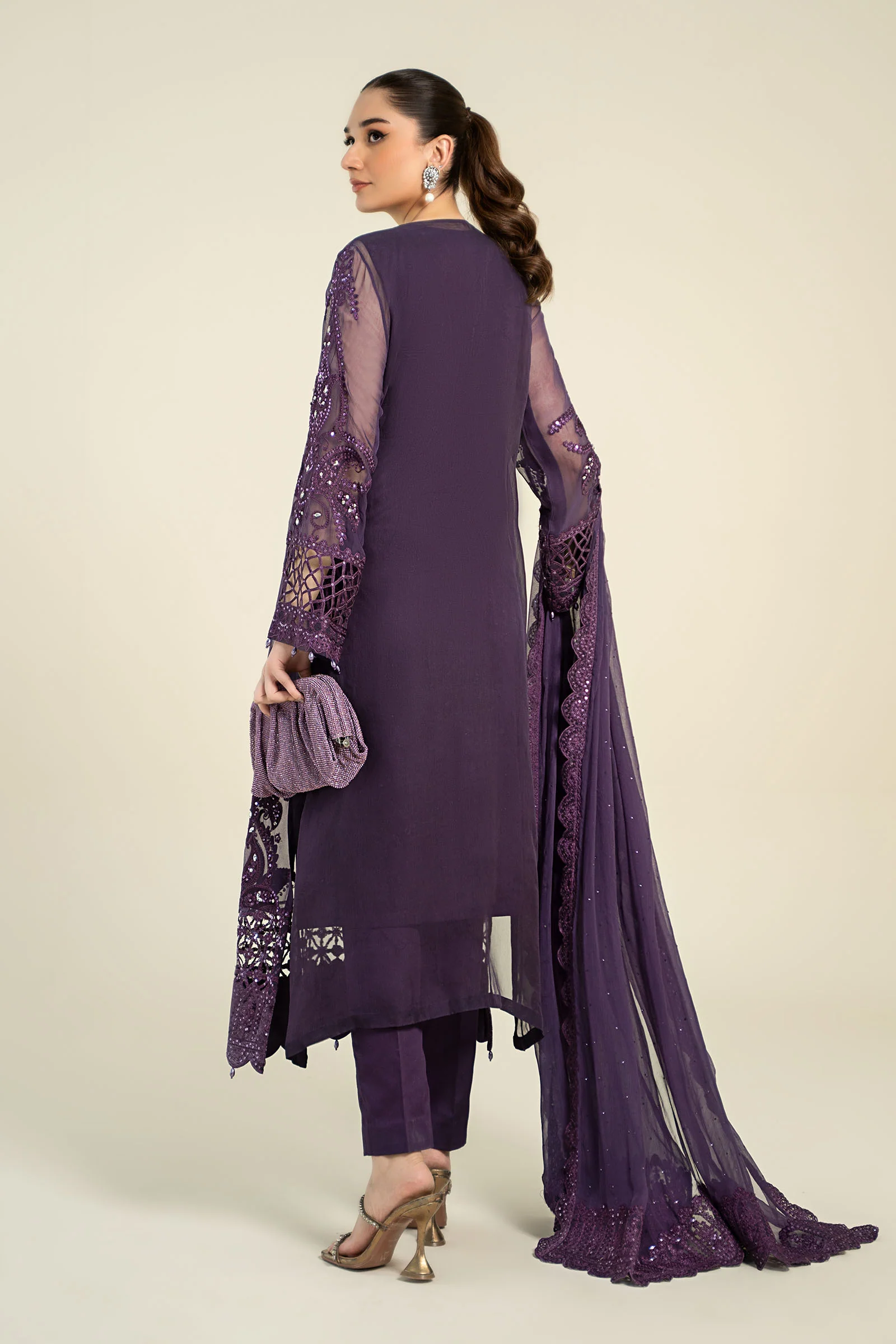 3 Piece Embroidered Chiffon Suit | MCS-24-102 - Image 6