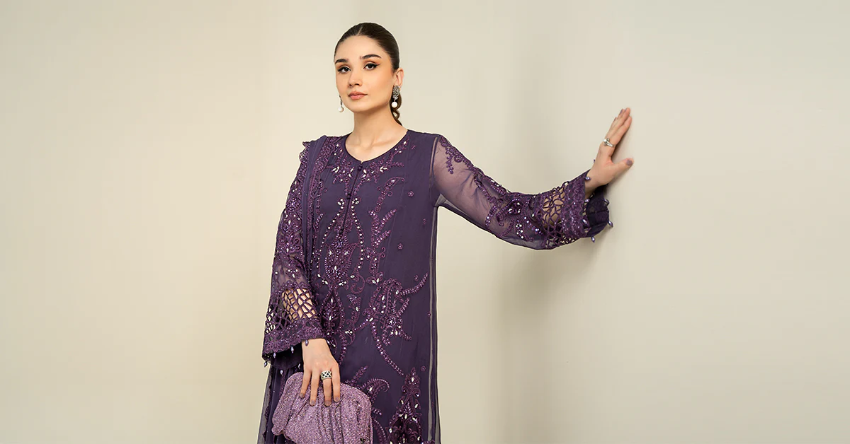 3 Piece Embroidered Chiffon Suit | MCS-24-102 - Image 7