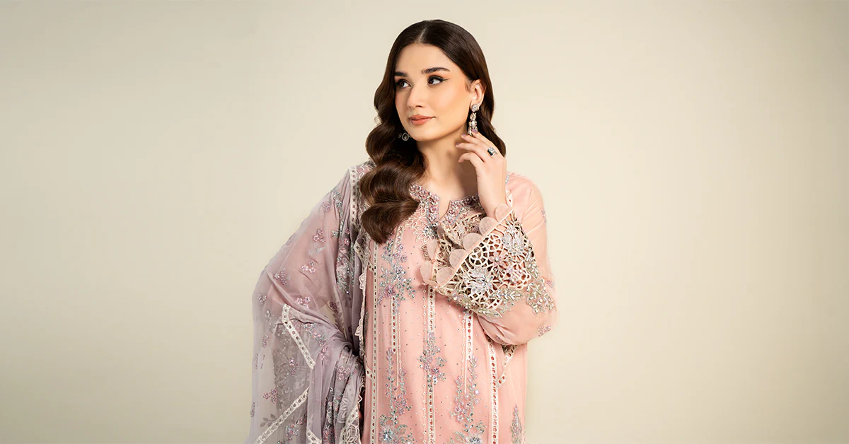 3 Piece Embroidered Chiffon Suit | MCS-24-106 - Image 8