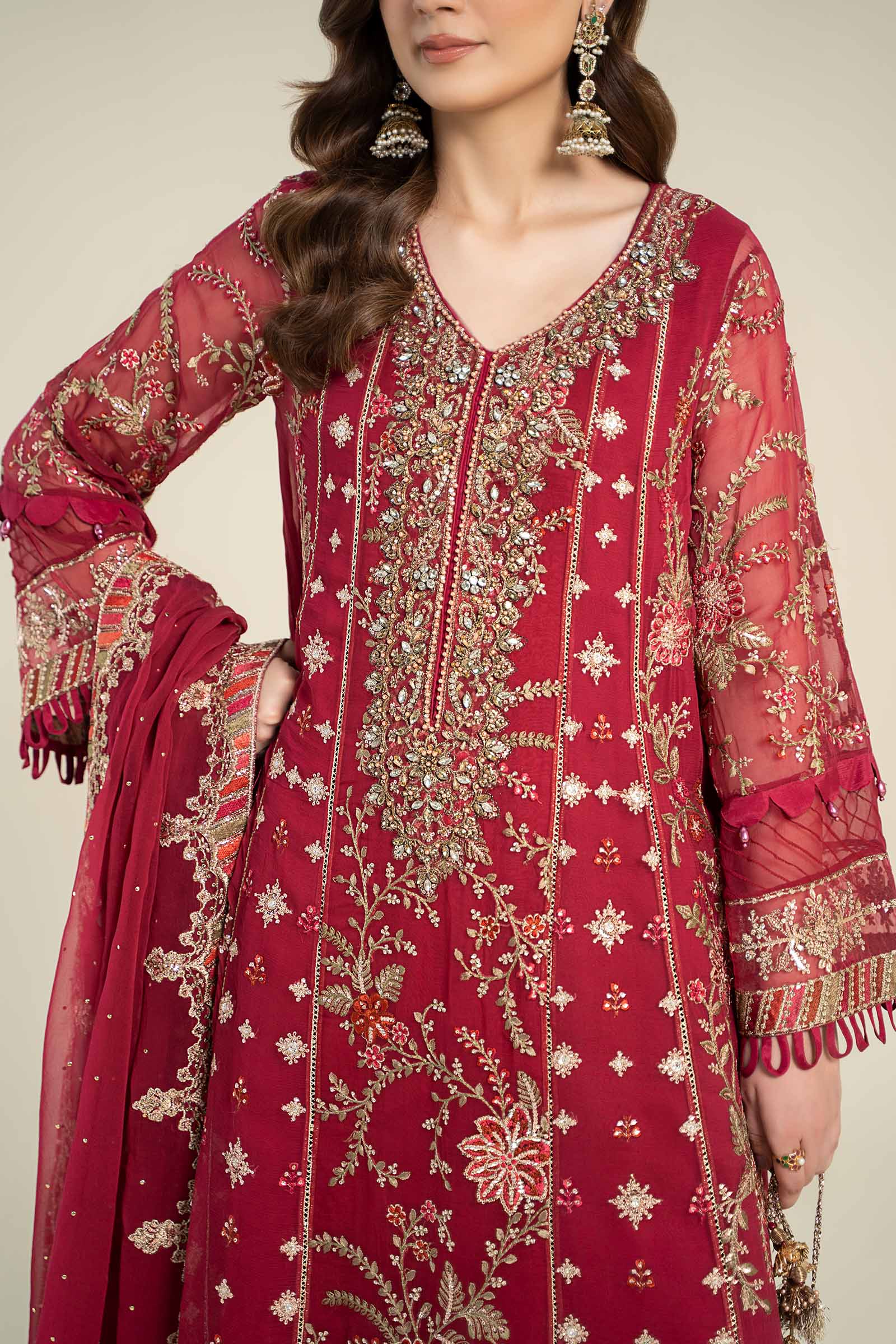 3 Piece Embroidered Chiffon Suit | MCS-24-107 - Image 3