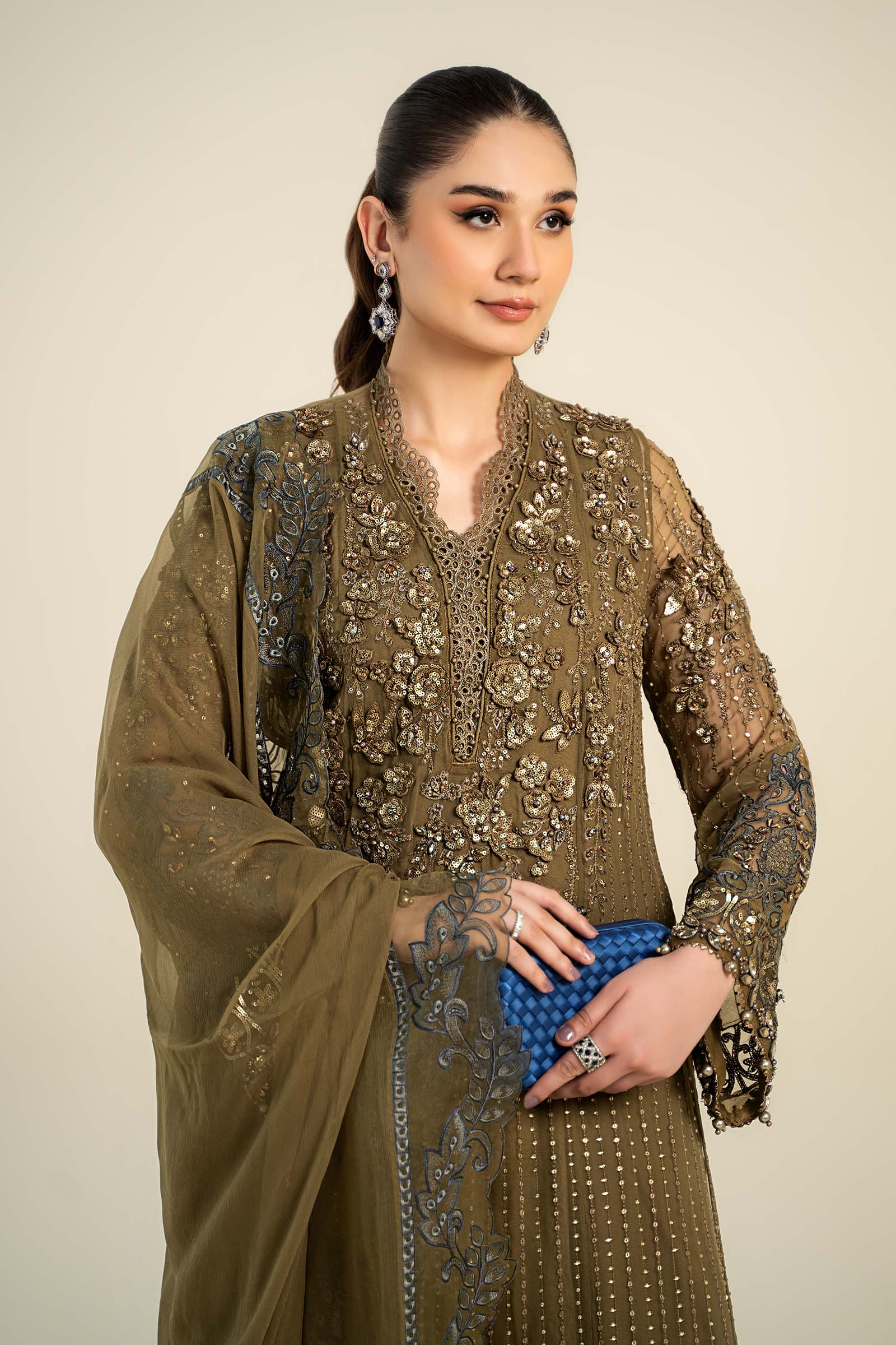 3 Piece Embroidered Chiffon Suit | MCS-24-108 - Image 2