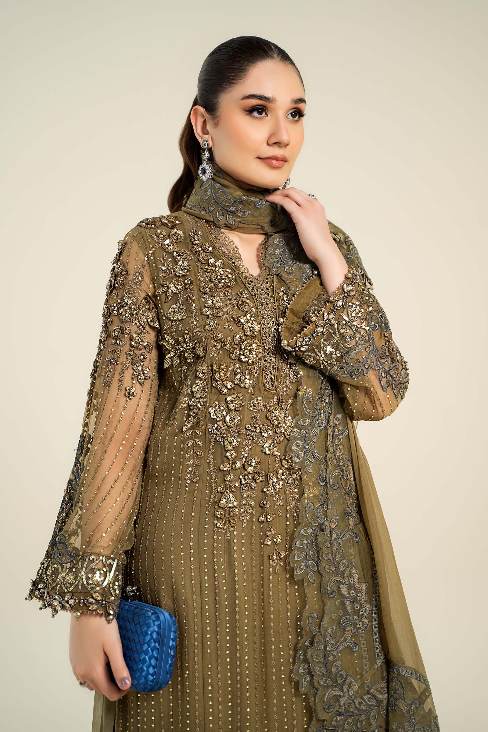 3 Piece Embroidered Chiffon Suit | MCS-24-108 - Image 3