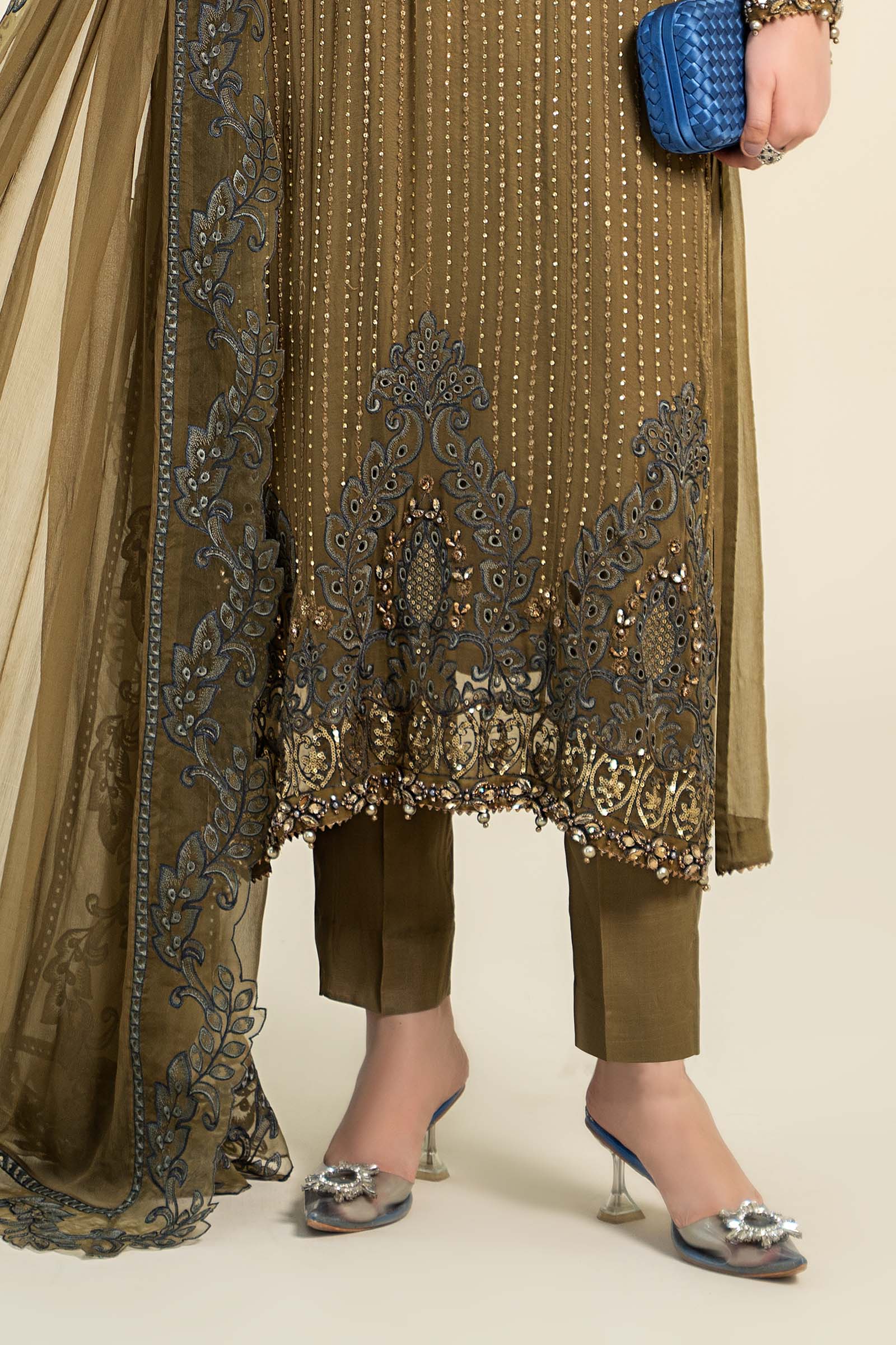 3 Piece Embroidered Chiffon Suit | MCS-24-108 - Image 4