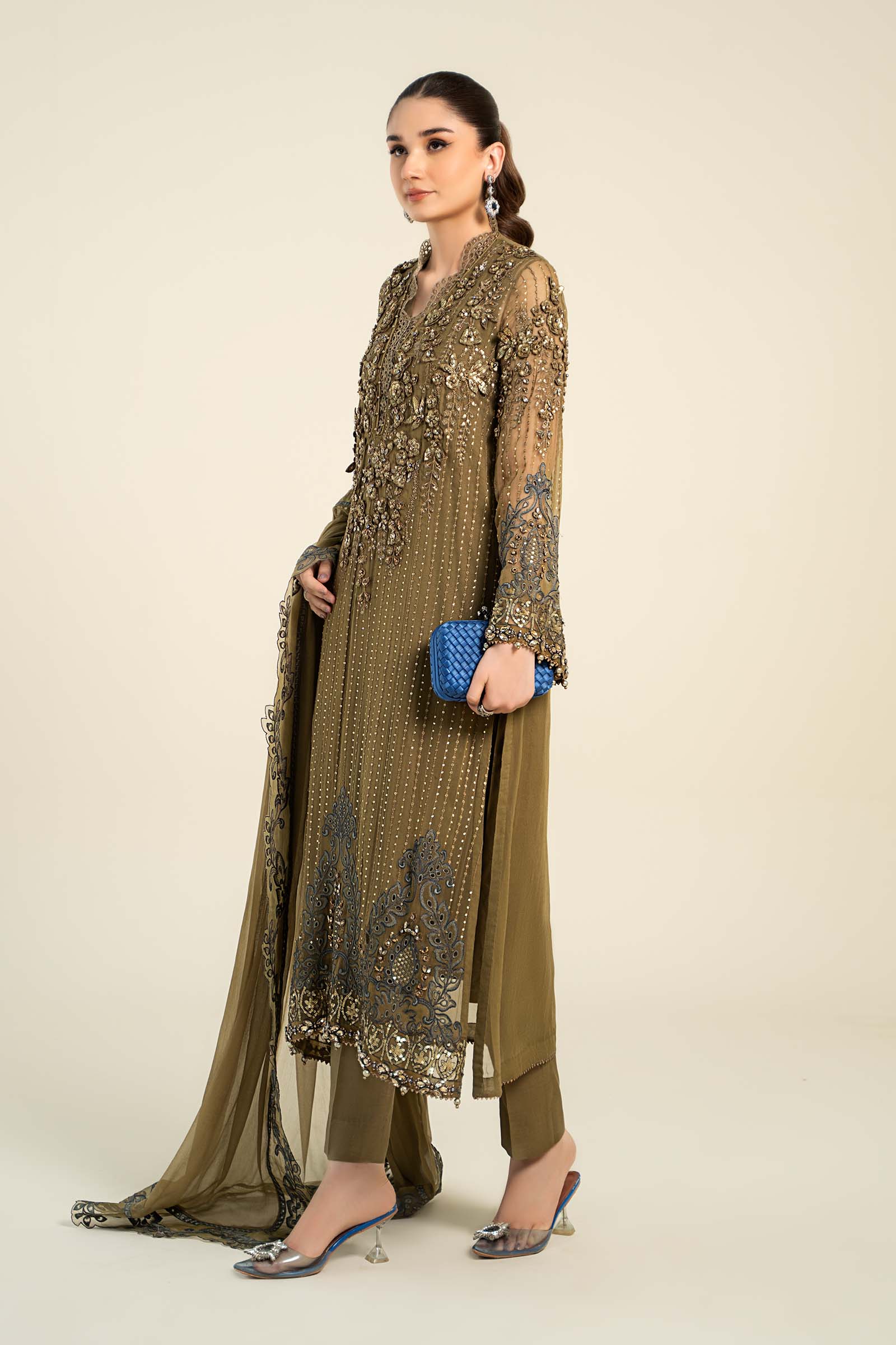 3 Piece Embroidered Chiffon Suit | MCS-24-108 - Image 5