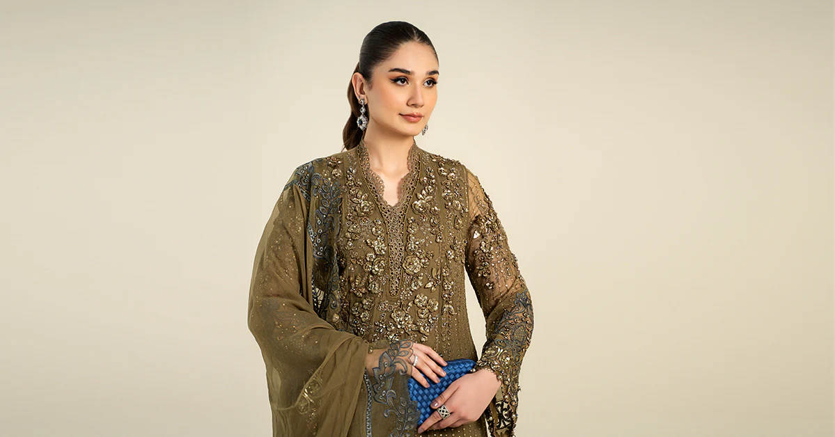 3 Piece Embroidered Chiffon Suit | MCS-24-108 - Image 7