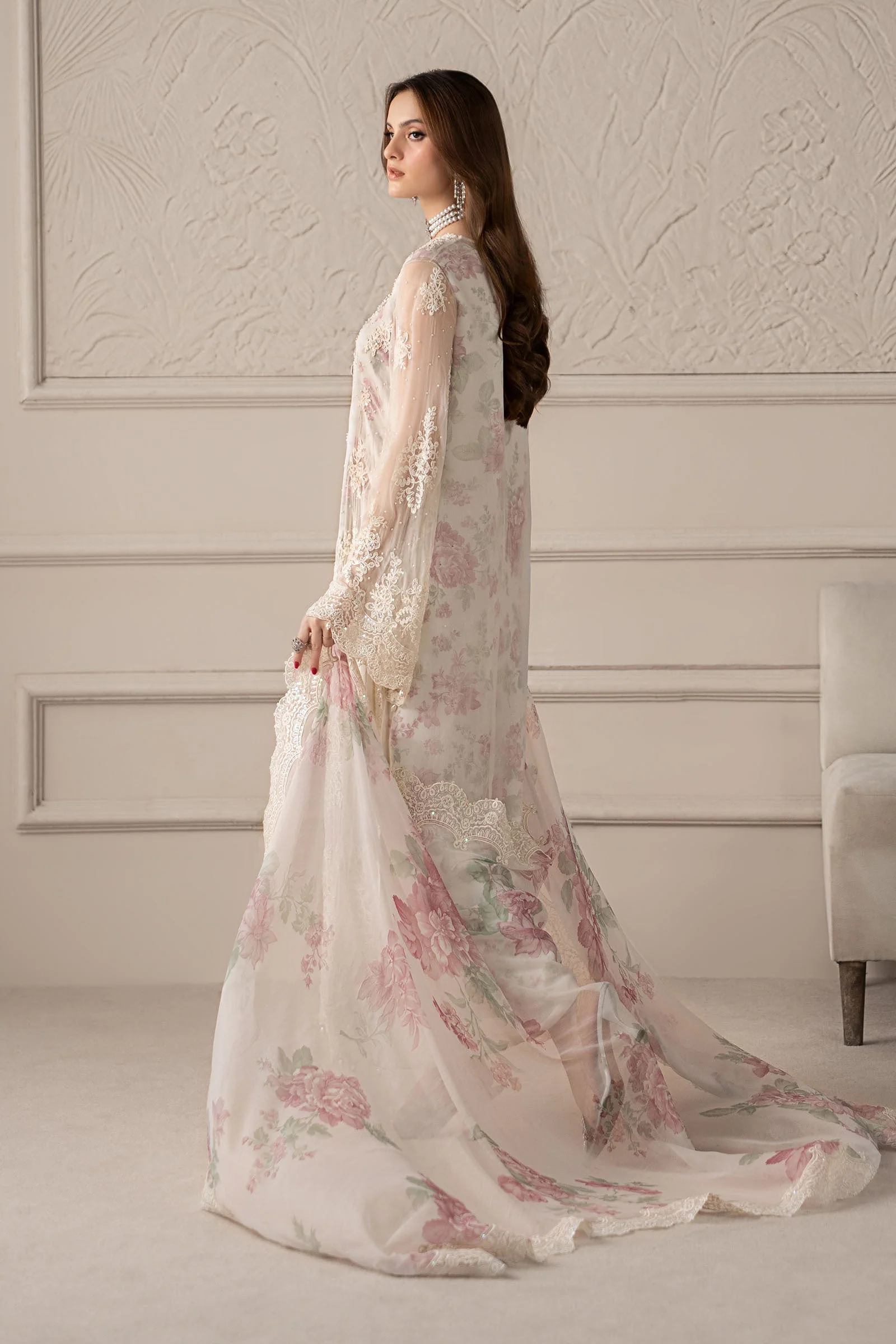 3 Piece Embroidered Chiffon Suit | MCS-25-101 - Image 9