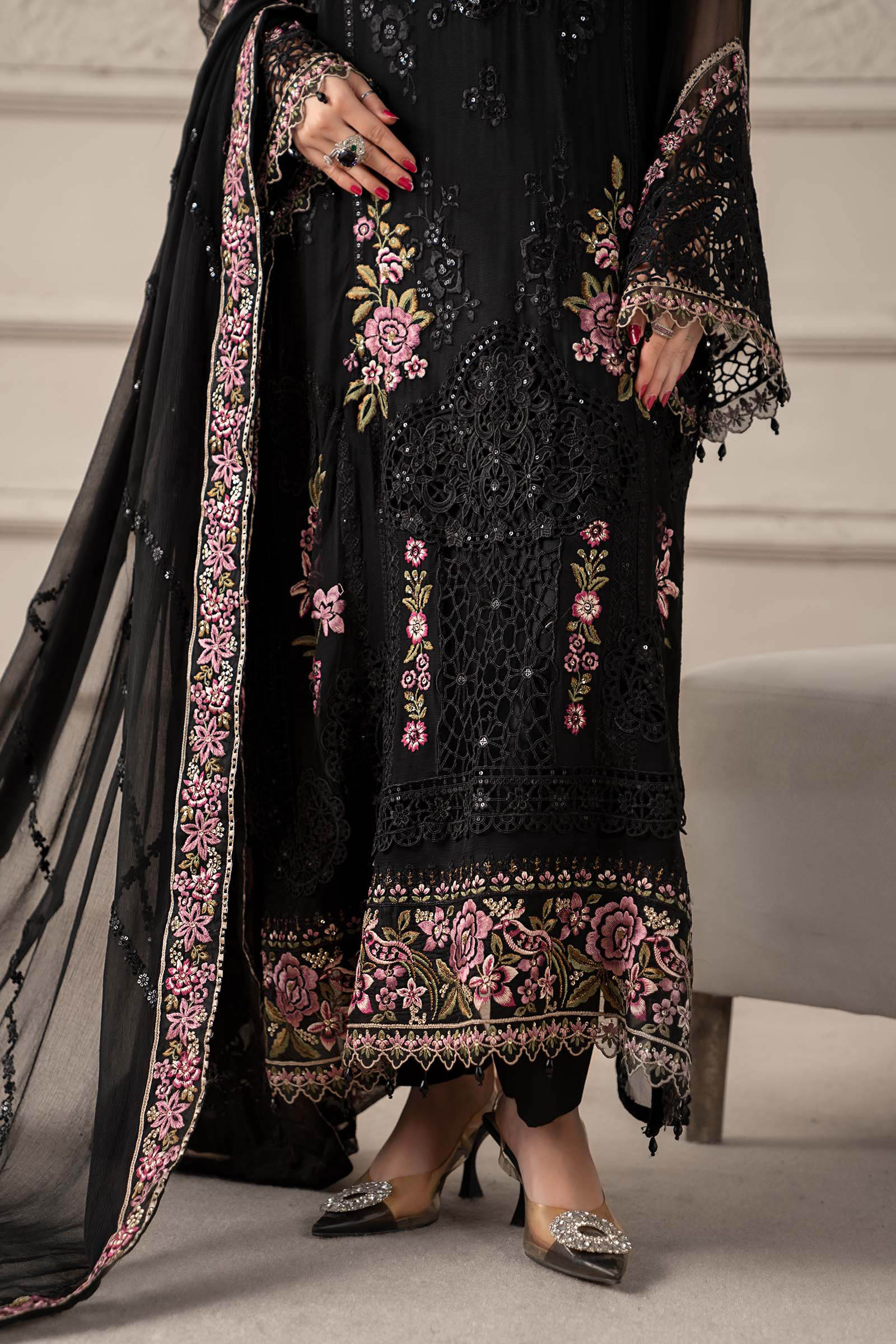 3 Piece Embroidered Chiffon Suit | MCS-25-104 - Image 7