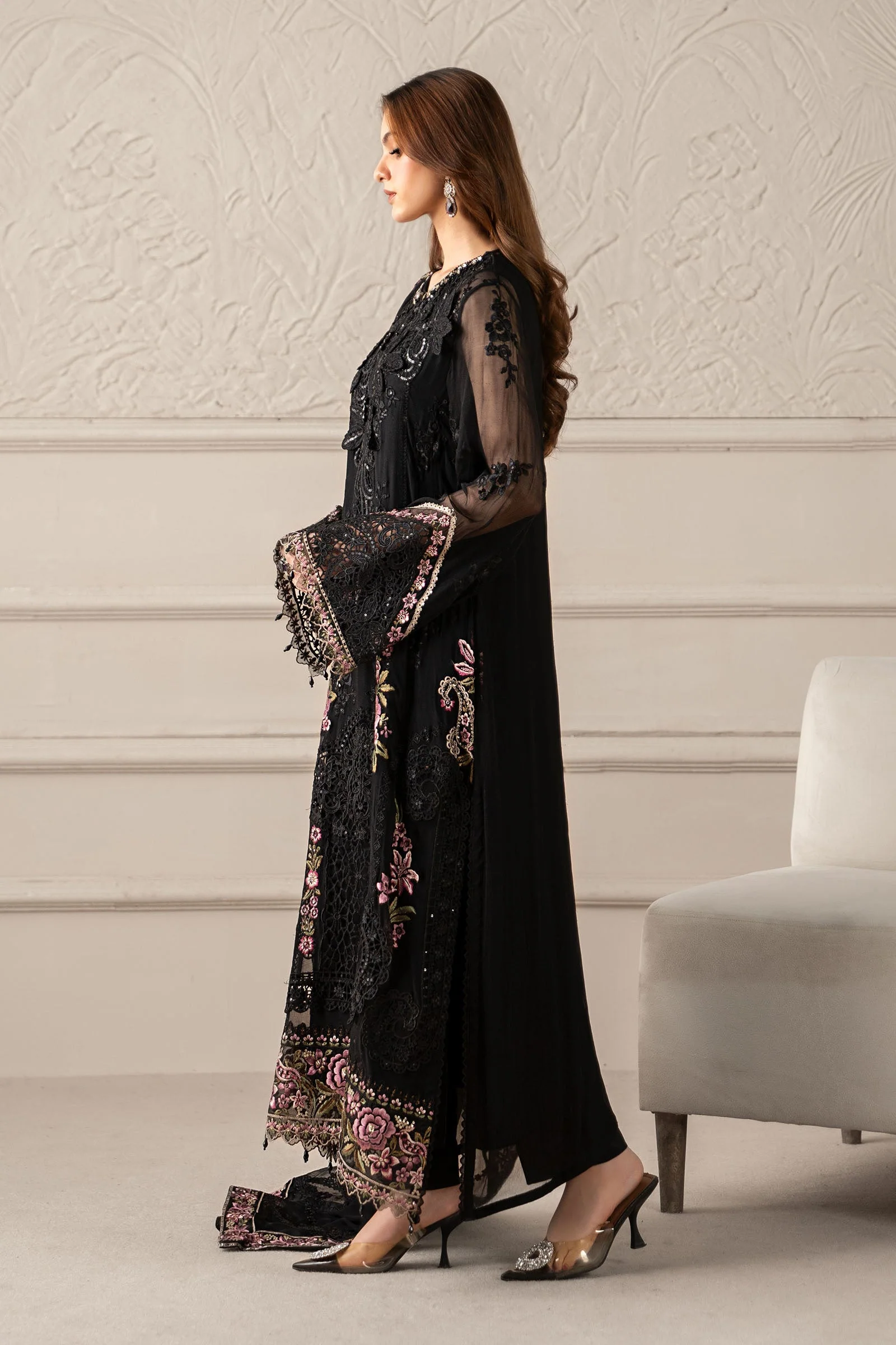 3 Piece Embroidered Chiffon Suit | MCS-25-104 - Image 9