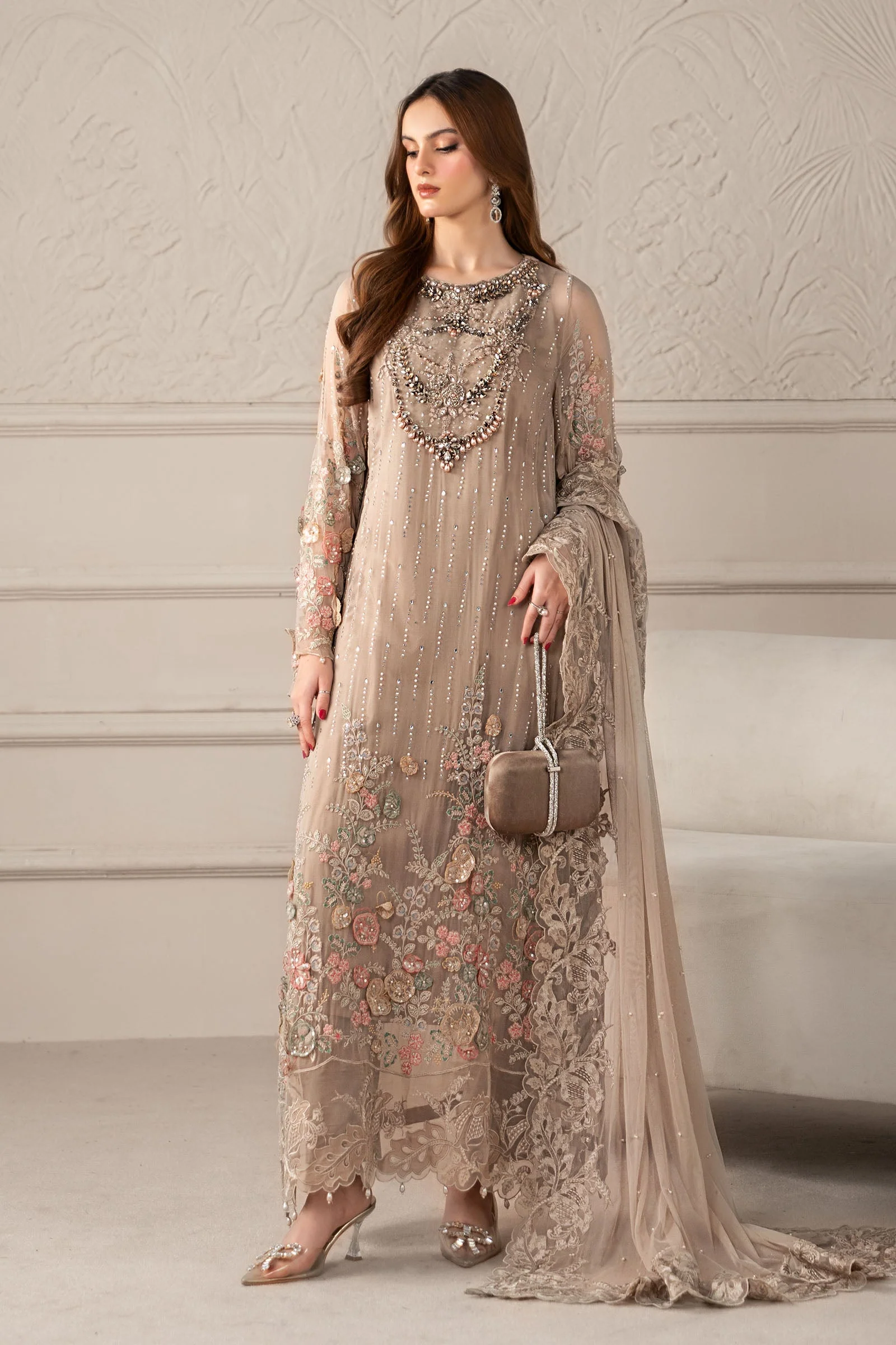 3 Piece Embroidered Chiffon Suit | MCS-25-107 - Image 8