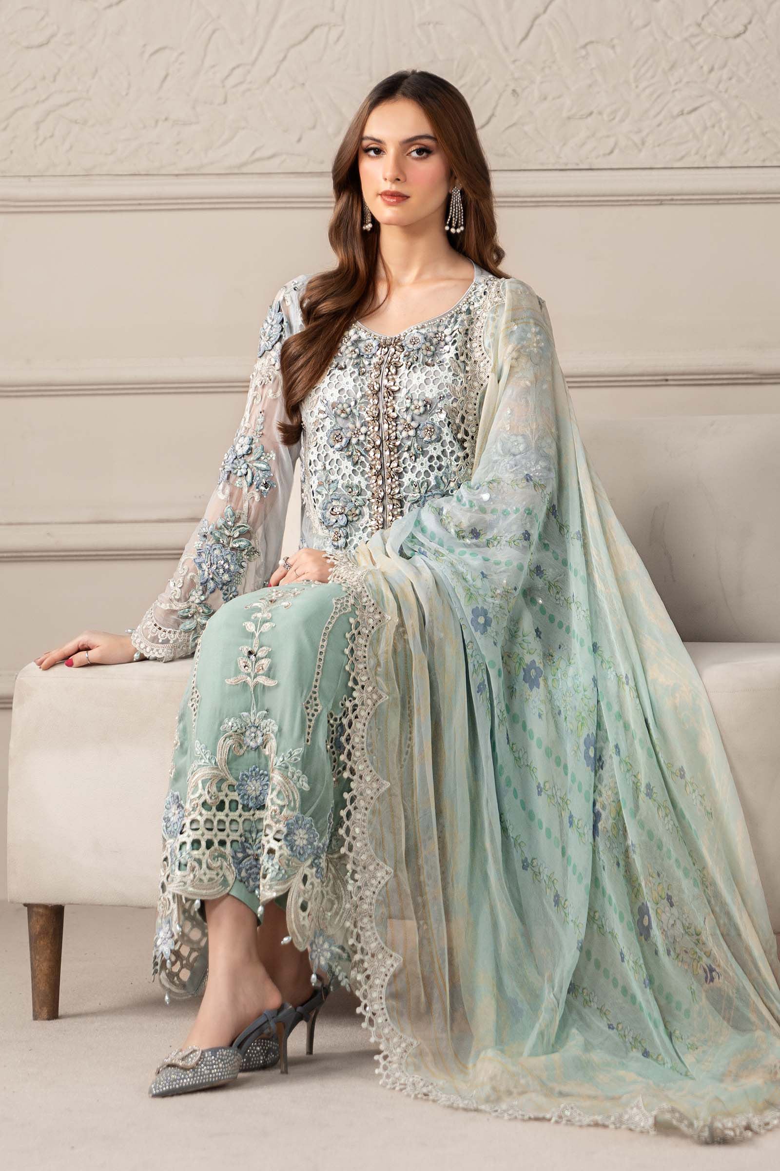 3 Piece Embroidered Chiffon Suit | MCS-25-108 - Image 2