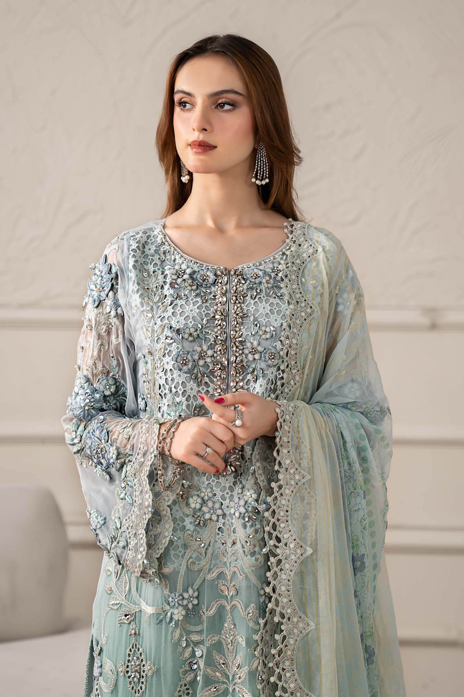 3 Piece Embroidered Chiffon Suit | MCS-25-108 - Image 3