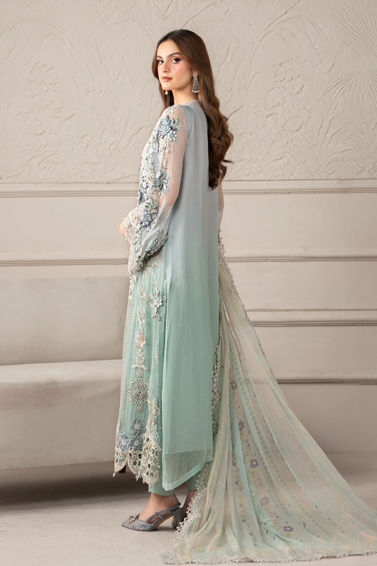 3 Piece Embroidered Chiffon Suit | MCS-25-108 - Image 8