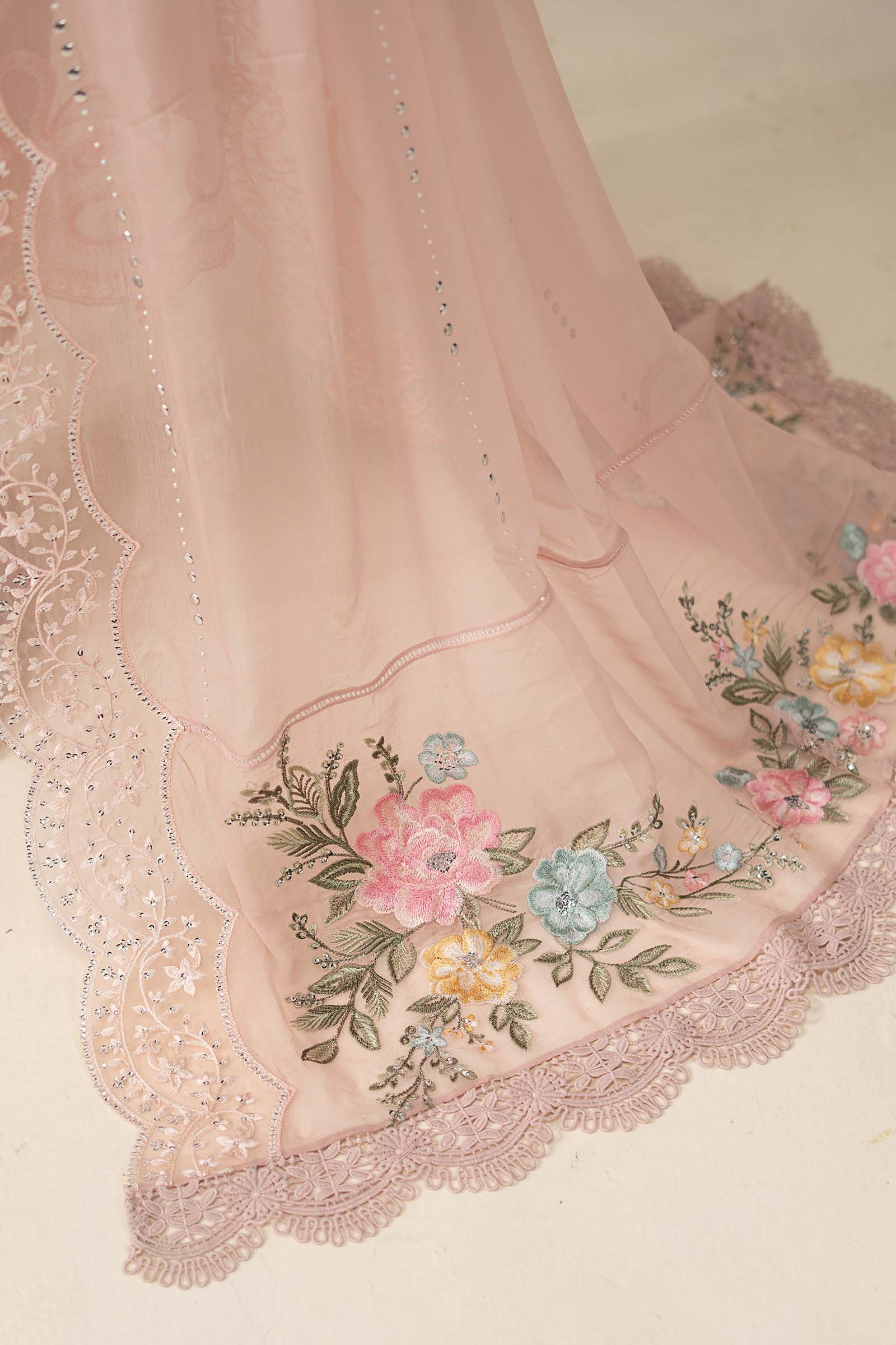 3 Piece Embroidered Chiffon Suit - Image 6