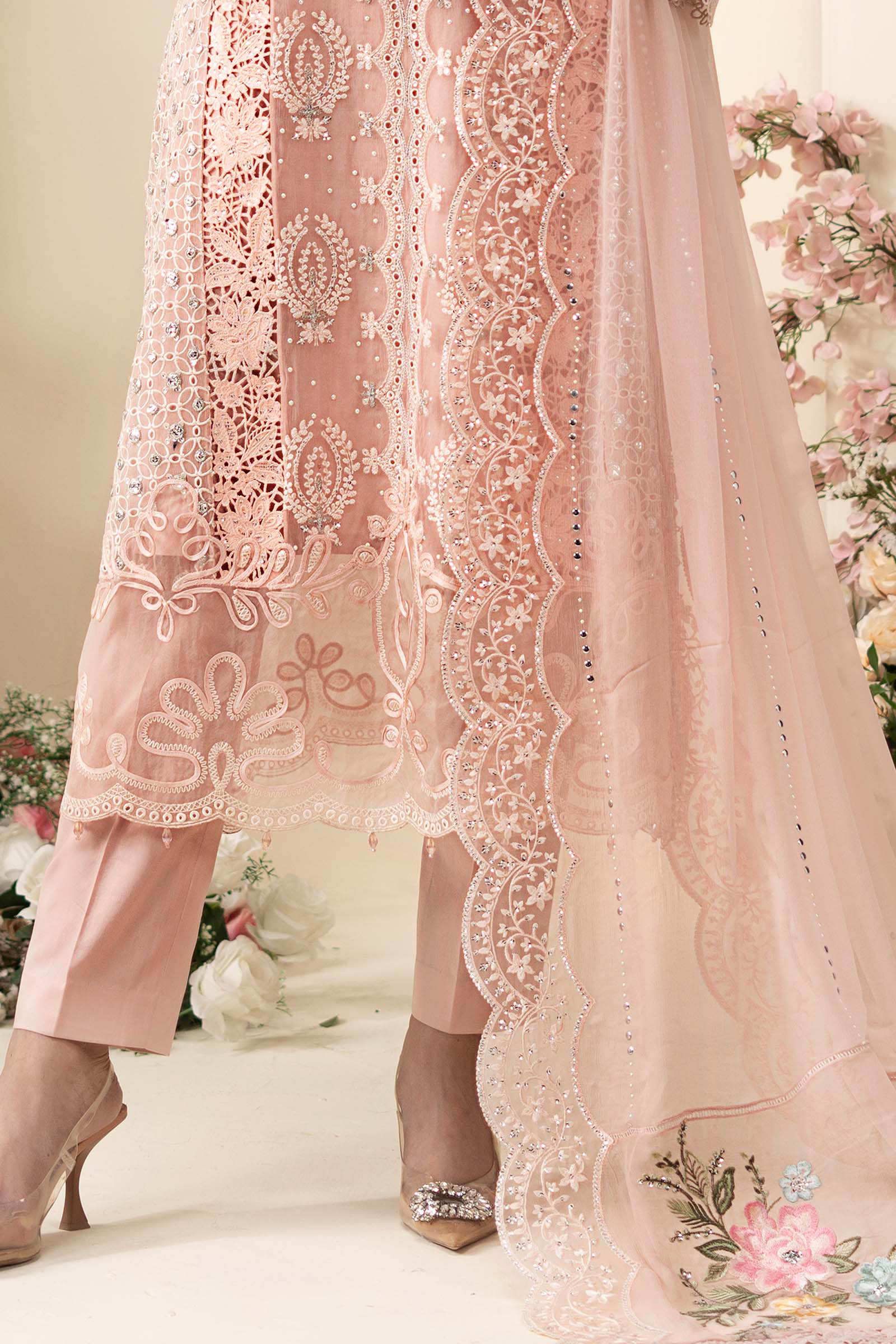 3 Piece Embroidered Chiffon Suit - Image 8