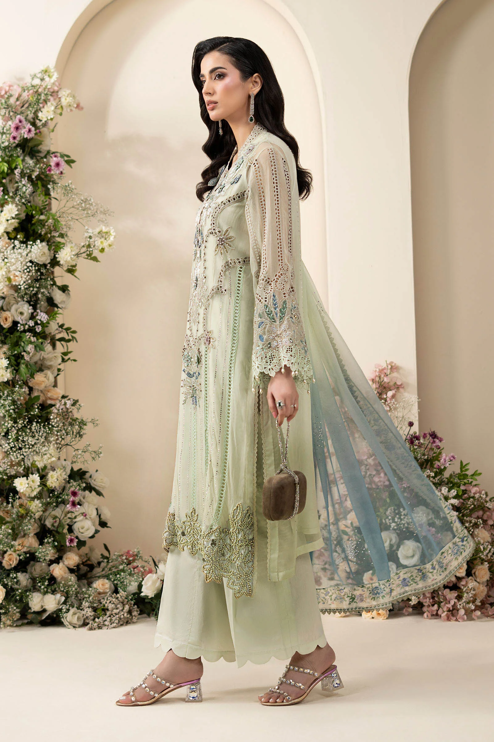 3 Piece Embroidered Chiffon Suit - Image 9