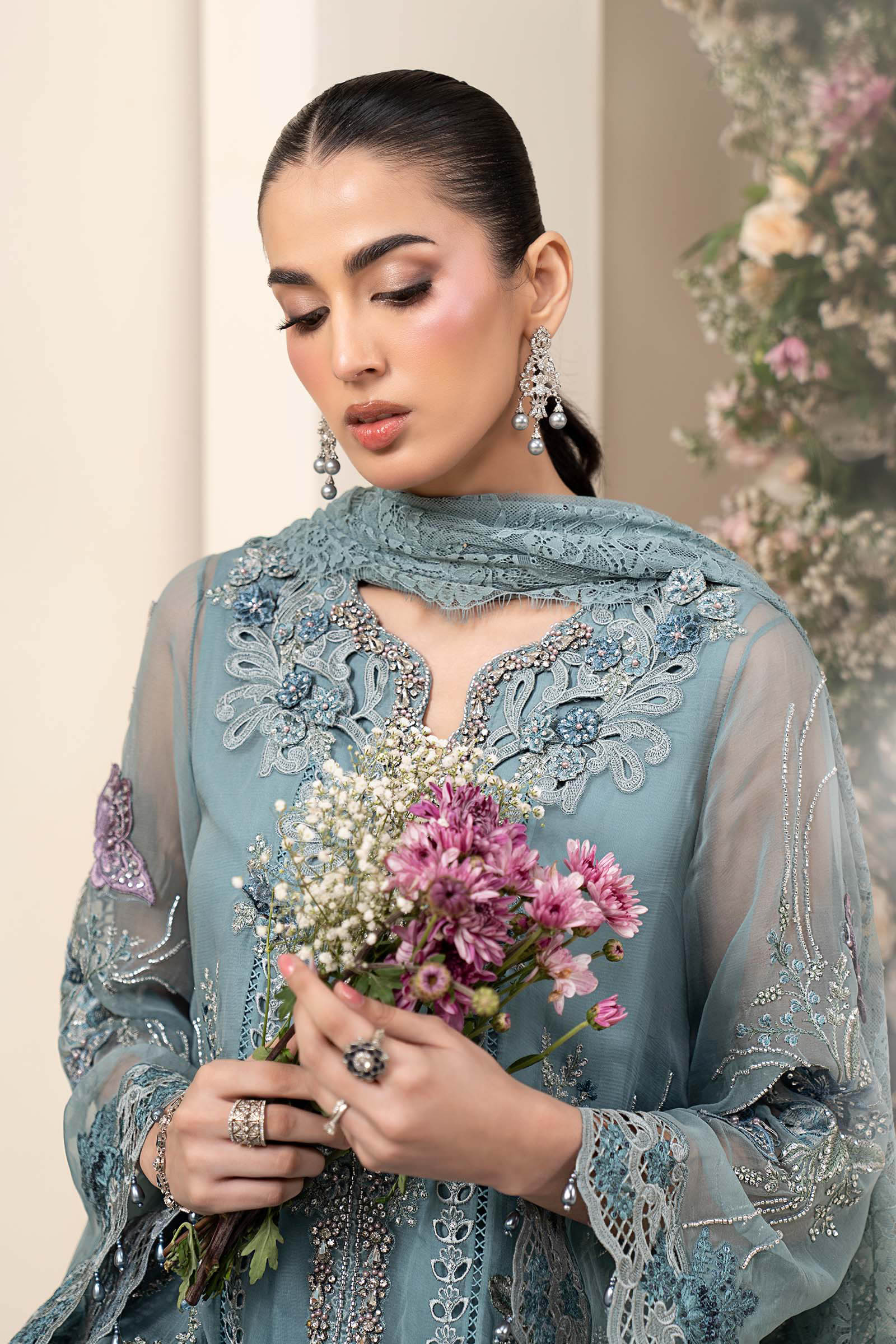 3 Piece Embroidered Chiffon Suit - Image 3