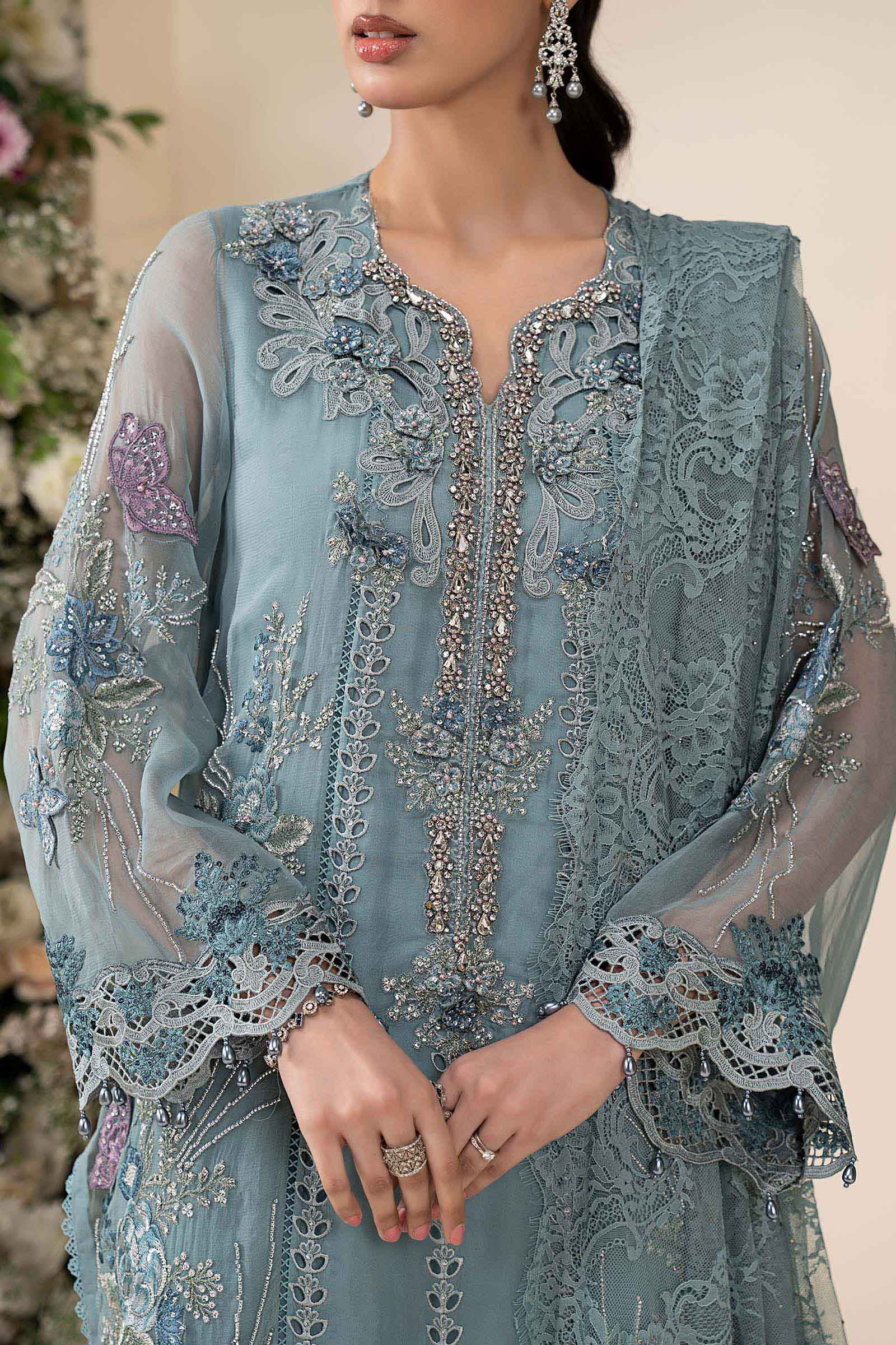 3 Piece Embroidered Chiffon Suit - Image 5