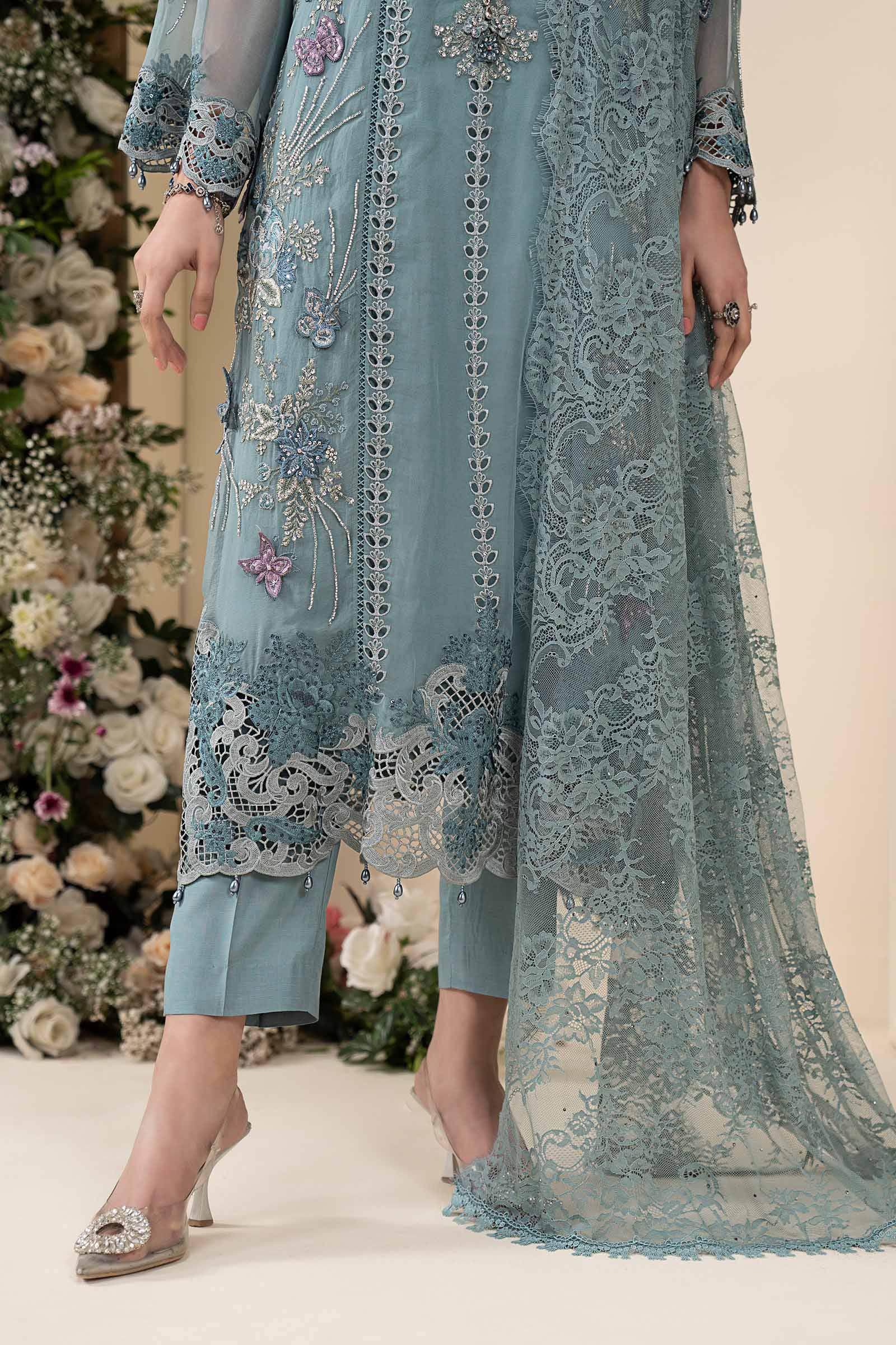 3 Piece Embroidered Chiffon Suit - Image 7