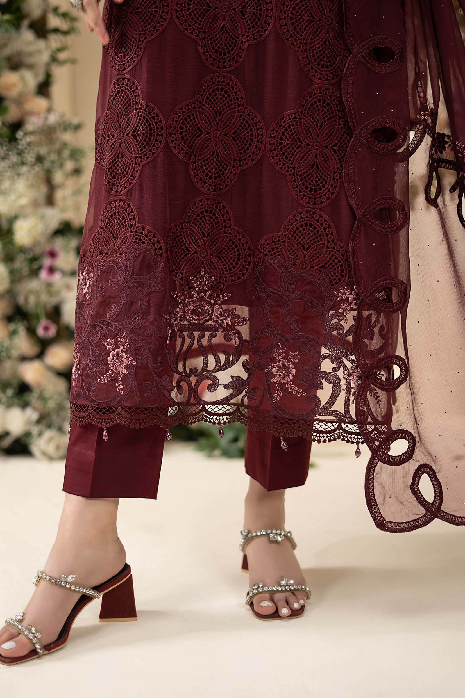 3 Piece Embroidered Chiffon Suit - Image 8