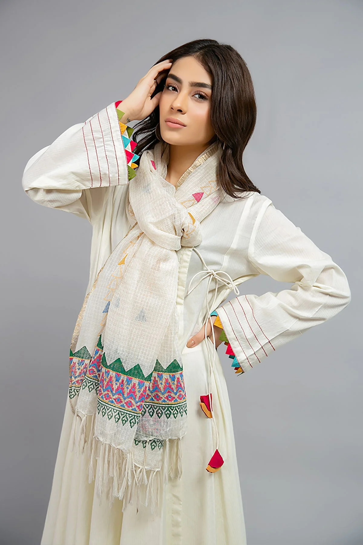 Dupatta MG-W20-13-Off White - Image 2